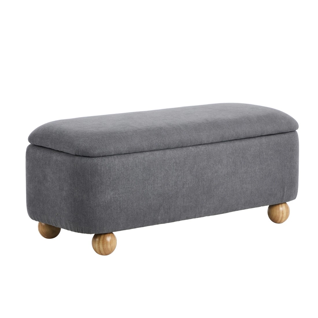 9 Oikiture Storage Ottoman Chest Ball Feet Linen - Grey, 9 of 10