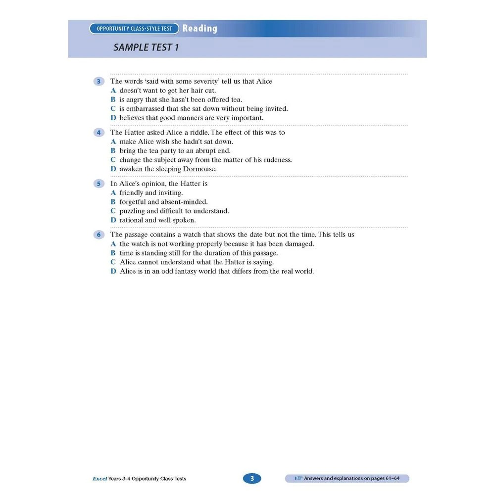 5 Excel Opportunity Class Tests Years 3-4, 5 of 7