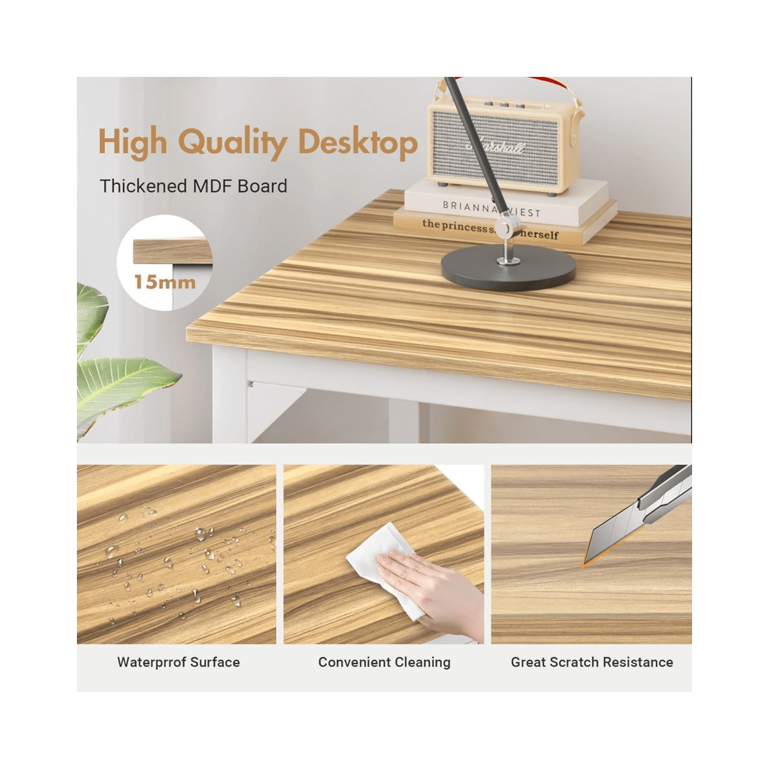 3 Advwin 120cm Computer Desk Home Office Table Wooden Workstation, 3 of 8