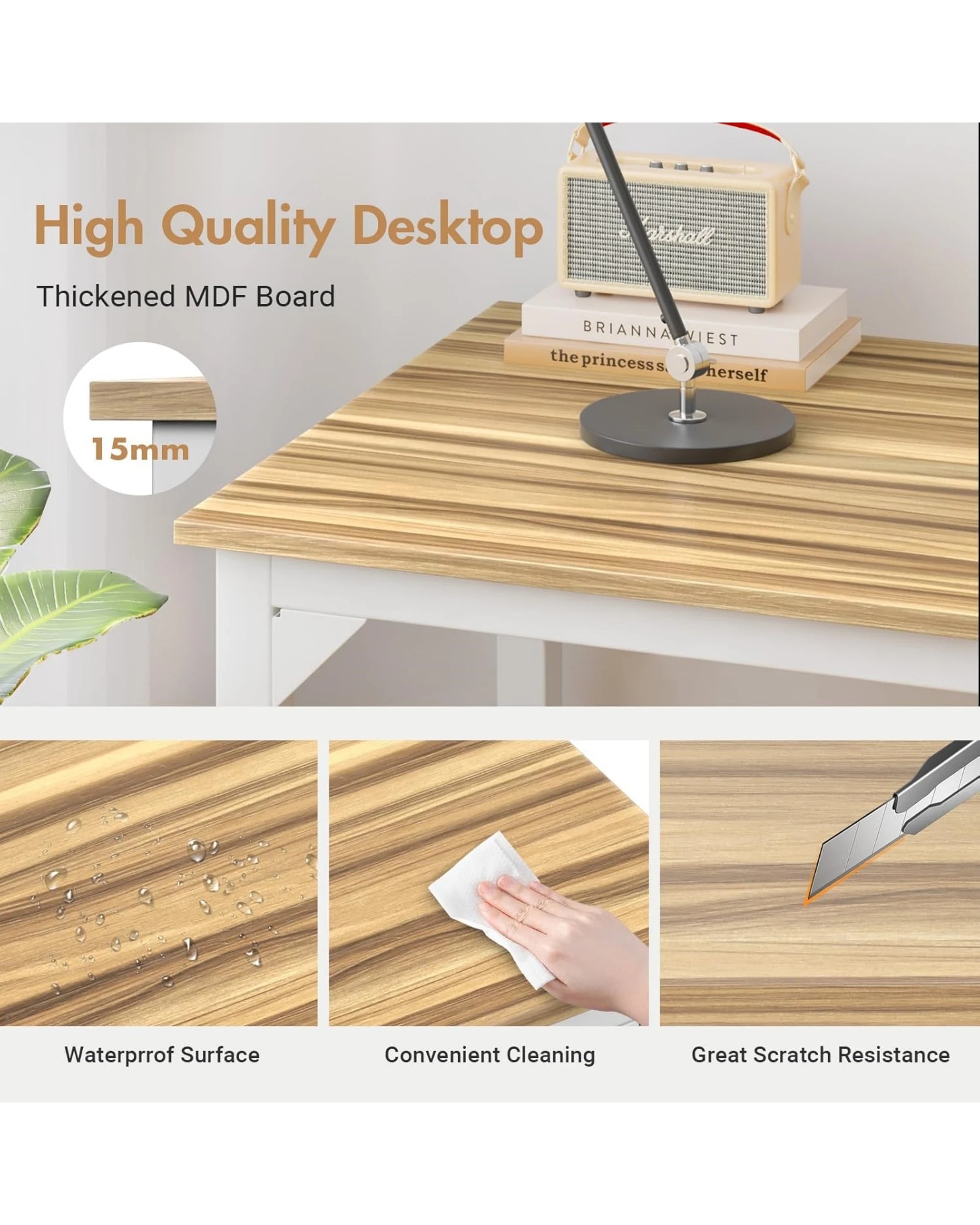 3 Advwin 120cm Computer Desk Home Office Table Wooden Workstation, 3 of 8