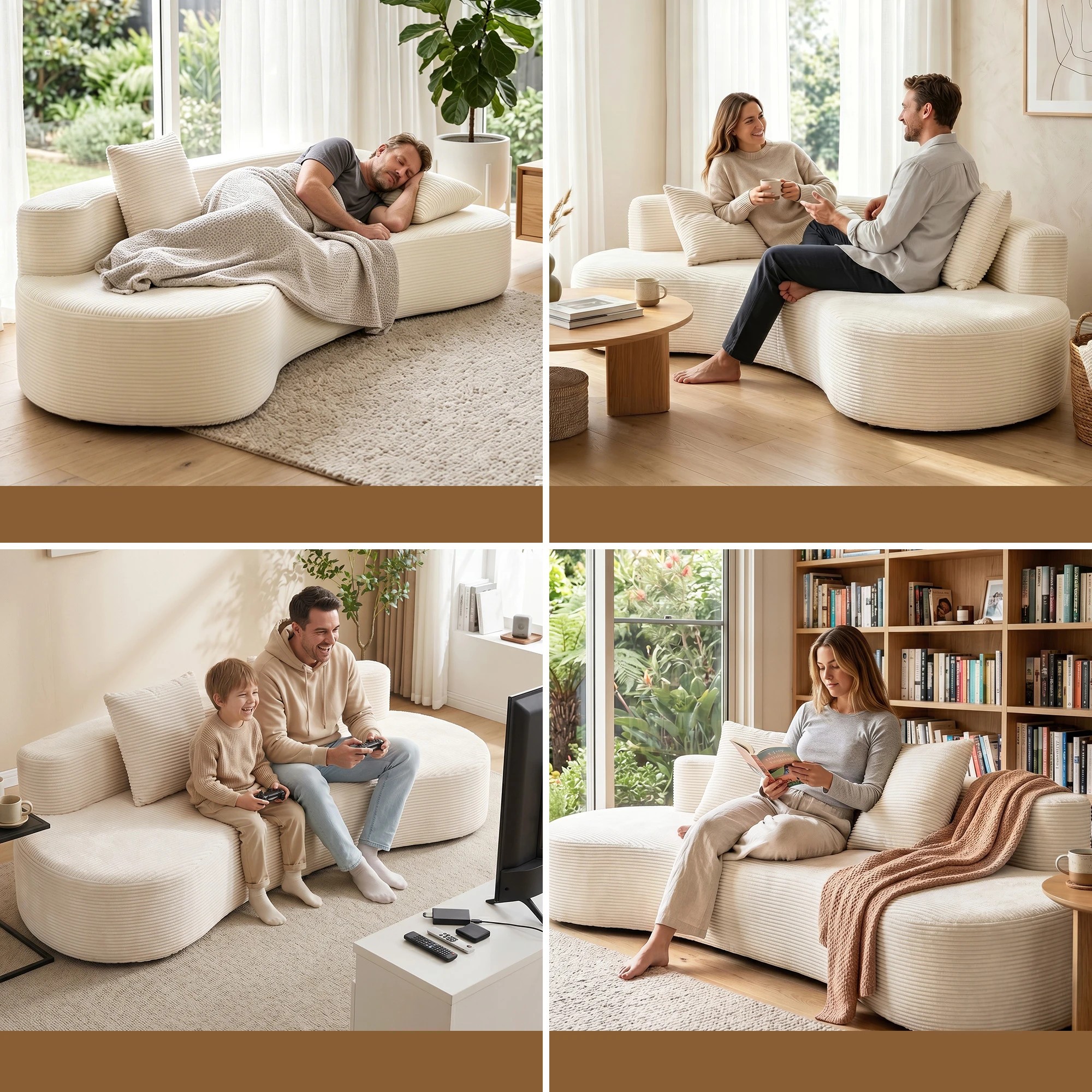 7 Artiss 228cm Modular Sofa Bed Sectional Boneless Couches for Living Room - White, 7 of 8