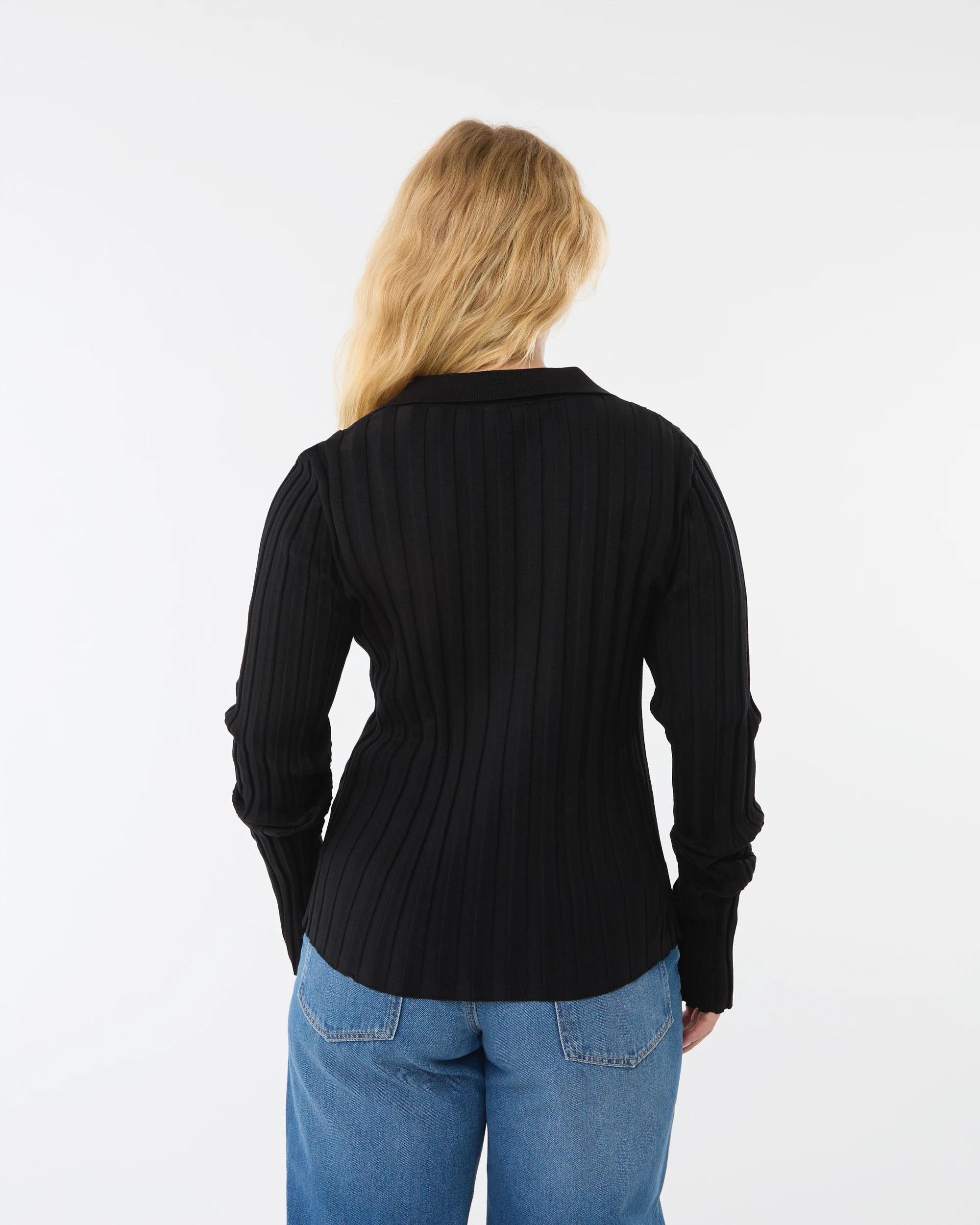 3 Long Sleeve Polo Top Black, 3 of 6