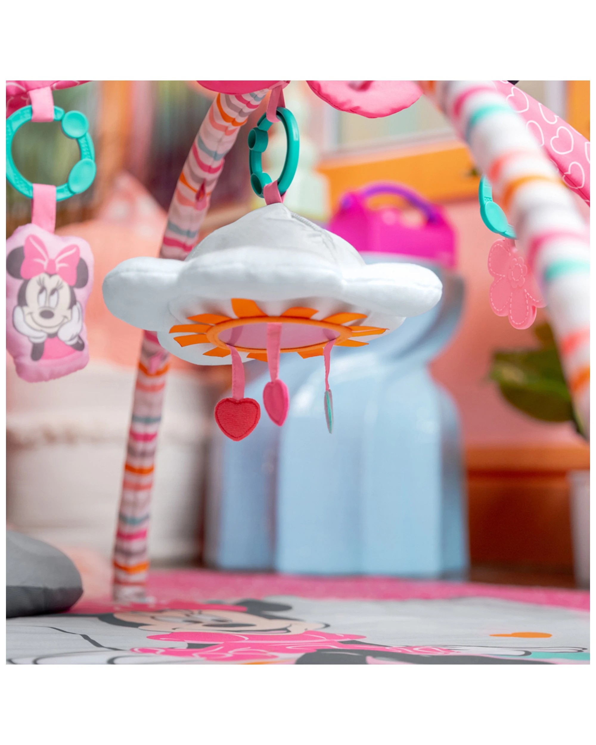 1 Bright Starts Minnie Mouse Baby Activity Gym 0m Plus With Music And Toys Mat - Pink, 1 of 6