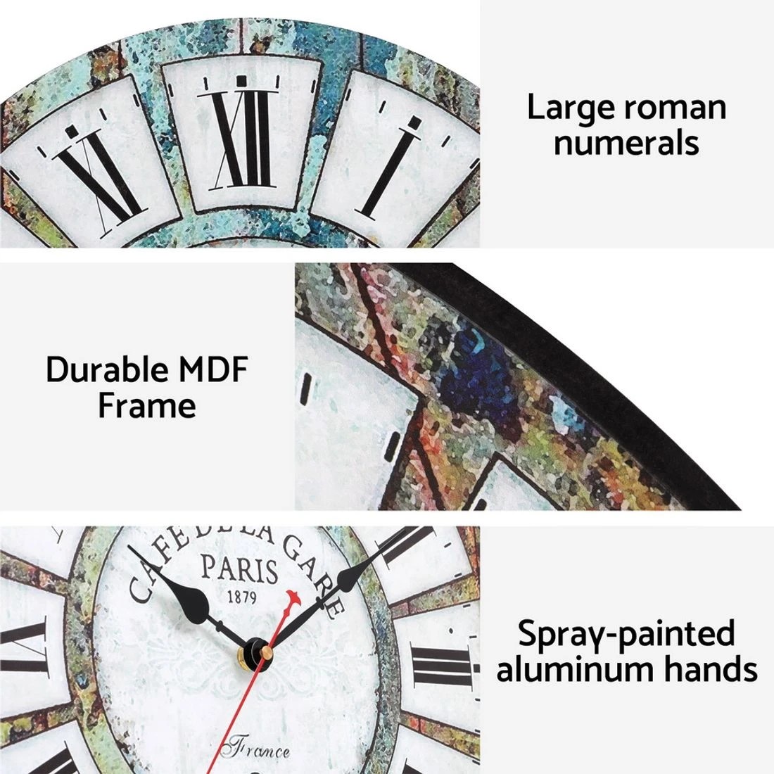 6 Artiss 40CM Wall Clock Rustic Design - Multi, 6 of 6