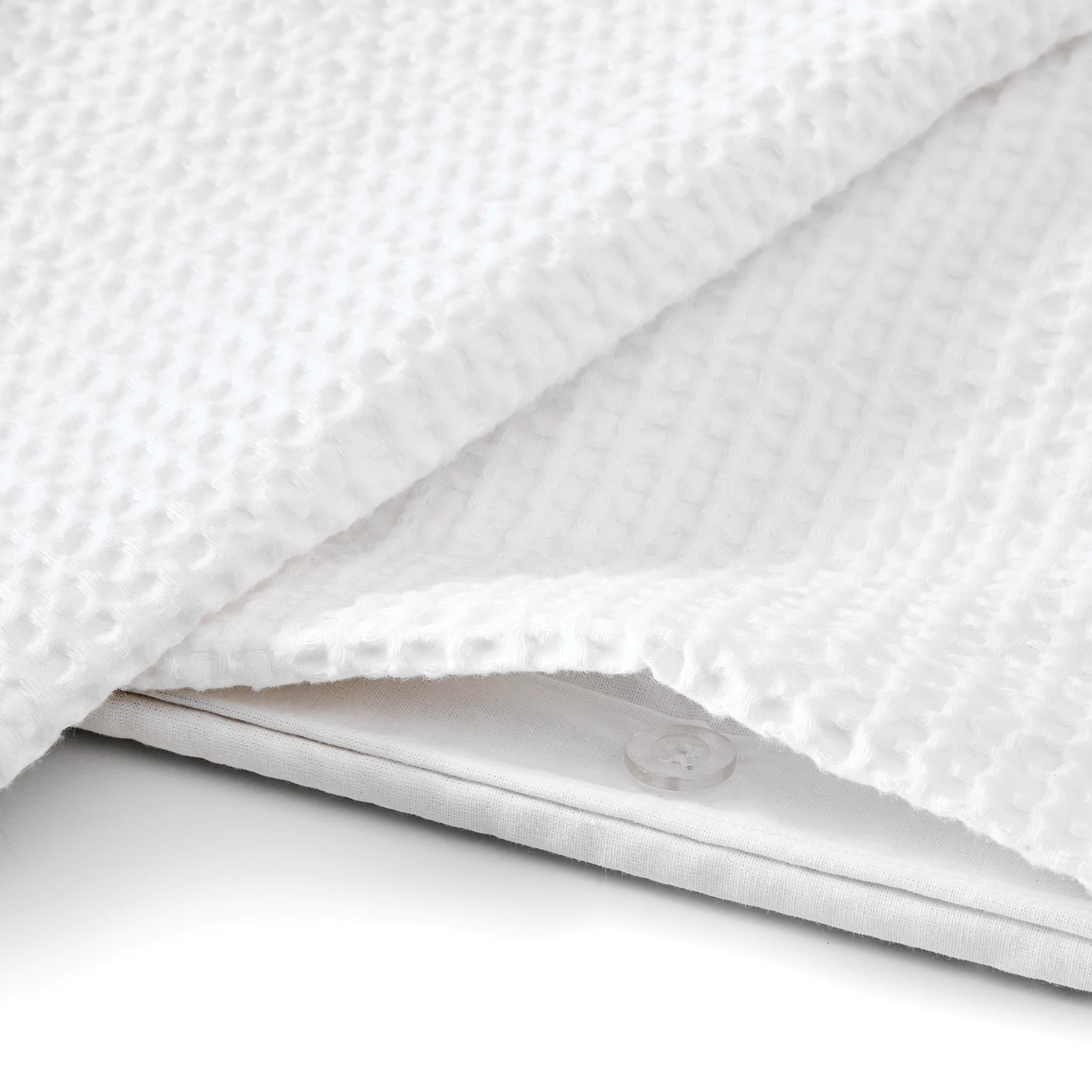 4 Waffle Stonewashed Cotton Quilt Cover Set - Super King Bed, White, 4 of 6