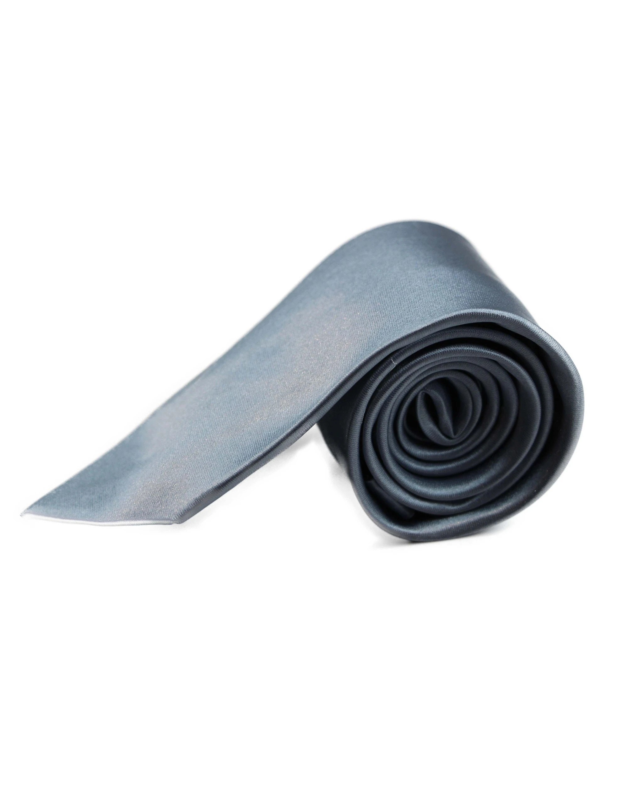 2 Zasel Mens Grey 8cm Plain Neck Tie, 2 of 2
