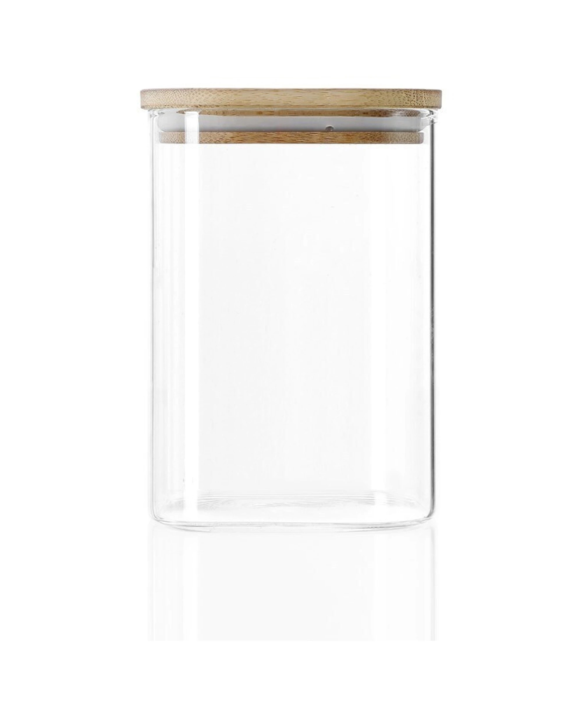 4 Lemon & Lime Camden Square Glass Jar 1.1l Bamboo Lid Kitchen Storage Container
 - Natural, 4 of 6