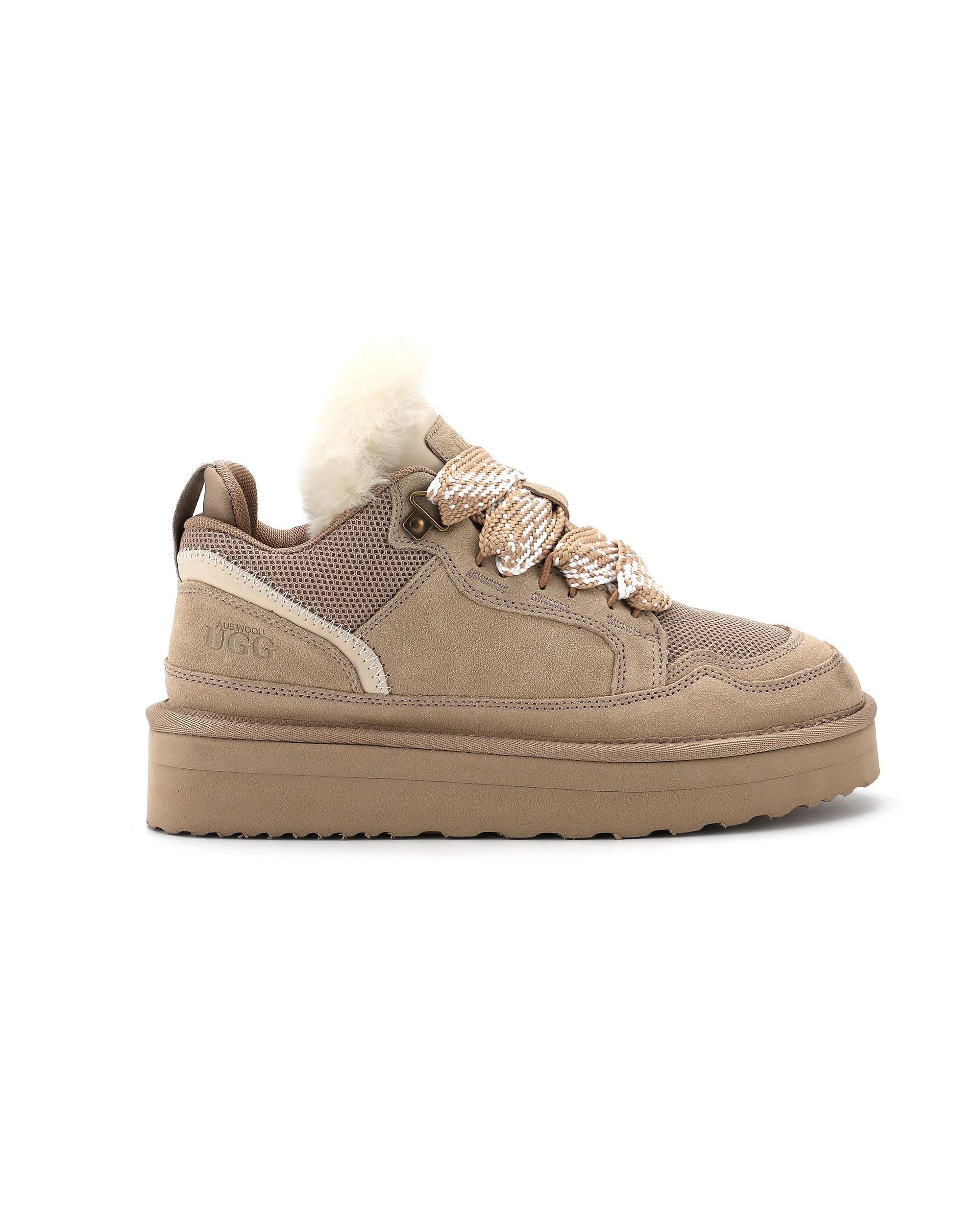 5 AUS WOOLI Urban Chic Sheepskin Wool Lace-Up UGG Sneakers SAND, 5 of 6