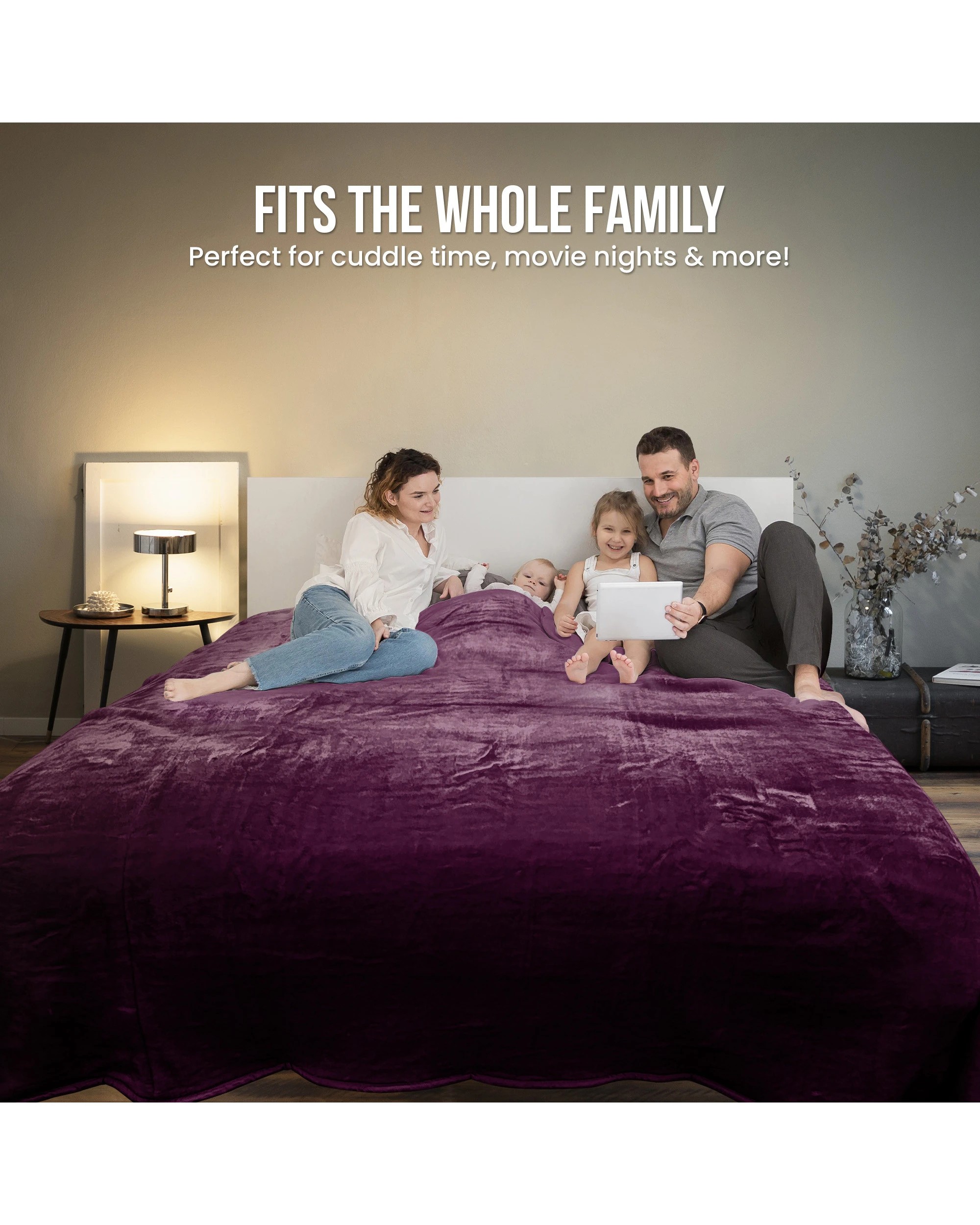 6 Laura Hill 3m X 3m Xl Faux Mink Blanket Double-sided Soft Plush Bed Oversized Throw Rug Purple
 - Super King Bed, 6 of 10