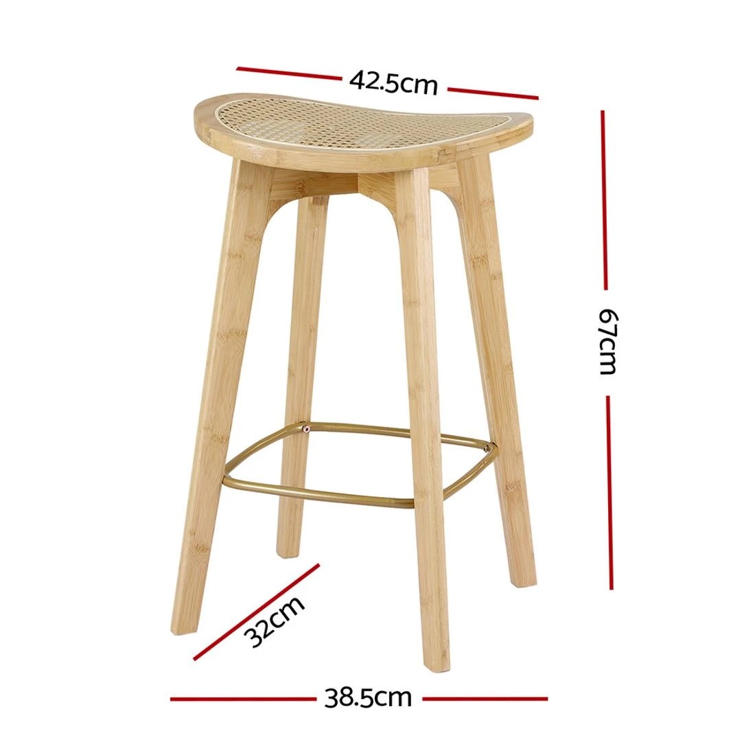 2 Artiss 4x Bar Stools Bamboo Rattan Stool Counter Chair Kitchen Barstools - Natural, 2 of 6