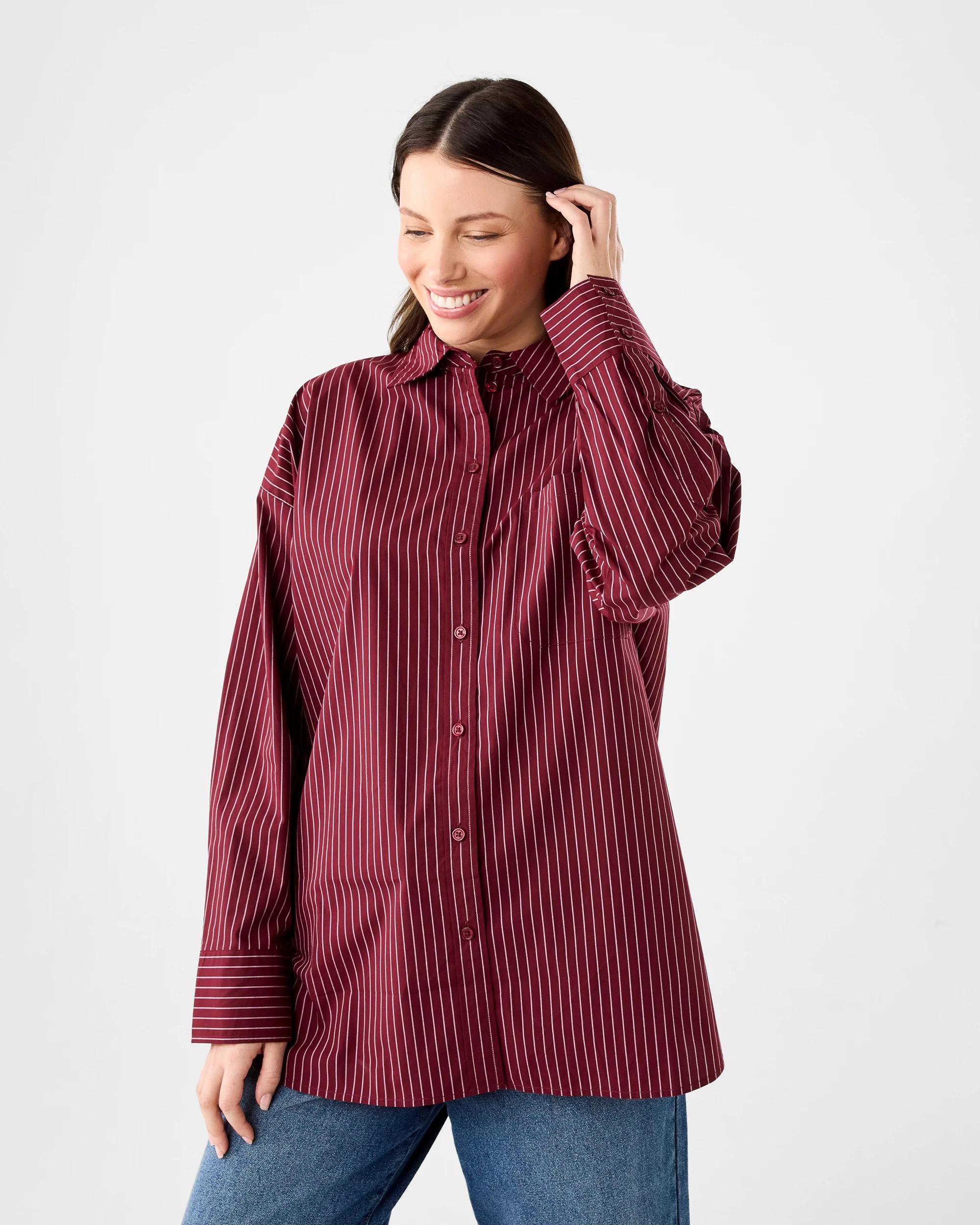 2 Long Sleeve Oversized Stripe Shirt Strp Cran, 2 of 8