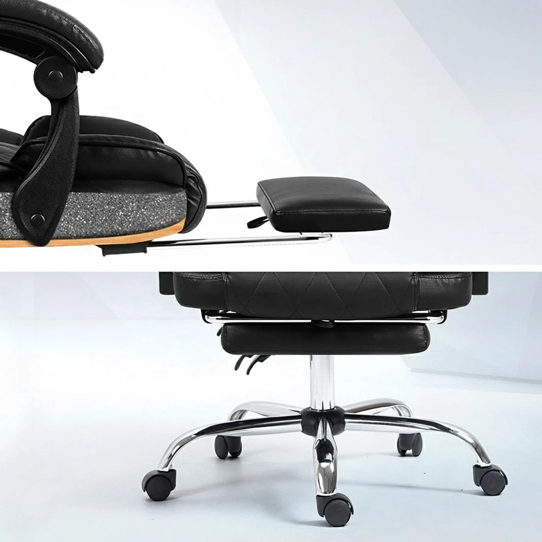 5 Artiss Executive Office Chair Leather Footrest - Black, 5 of 5