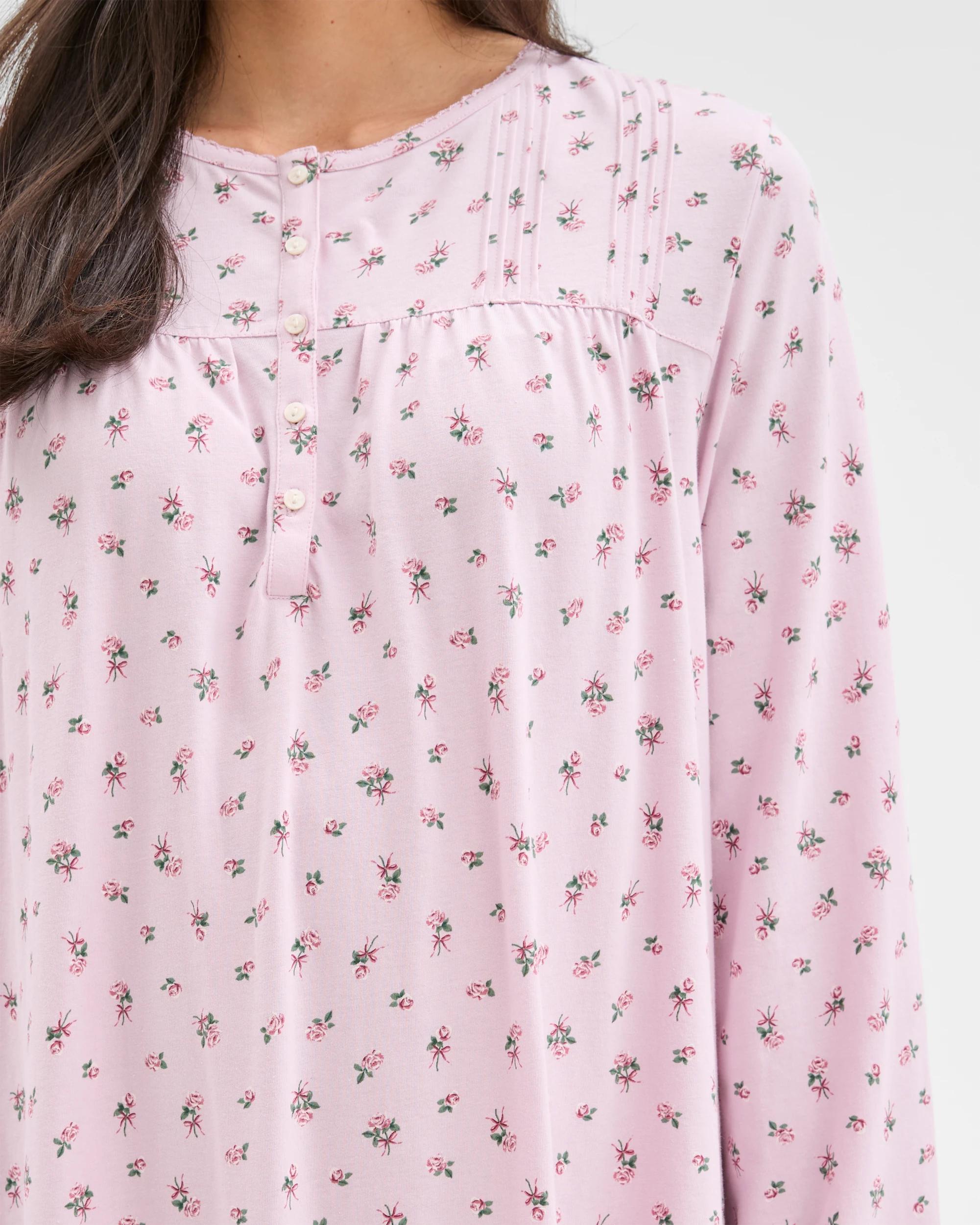 4 Target Woman Australian Cotton Long Sleeve Traditional Pintuck Nightie PINK BOW, 4 of 7