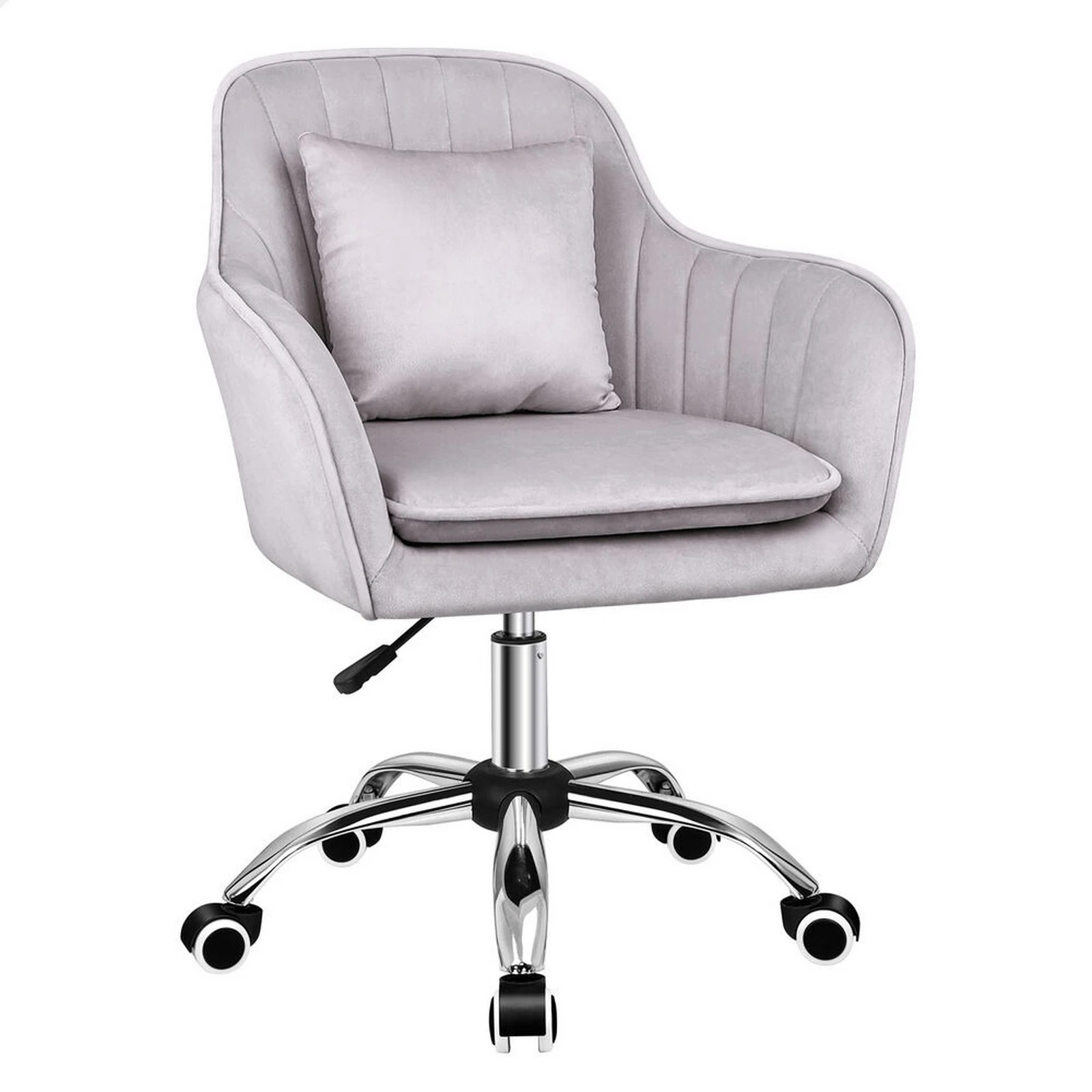 1 Alfordson Velvet Office Chair Fabric Armchair Computer Swivel Adult Kids - Grey, 1 of 10