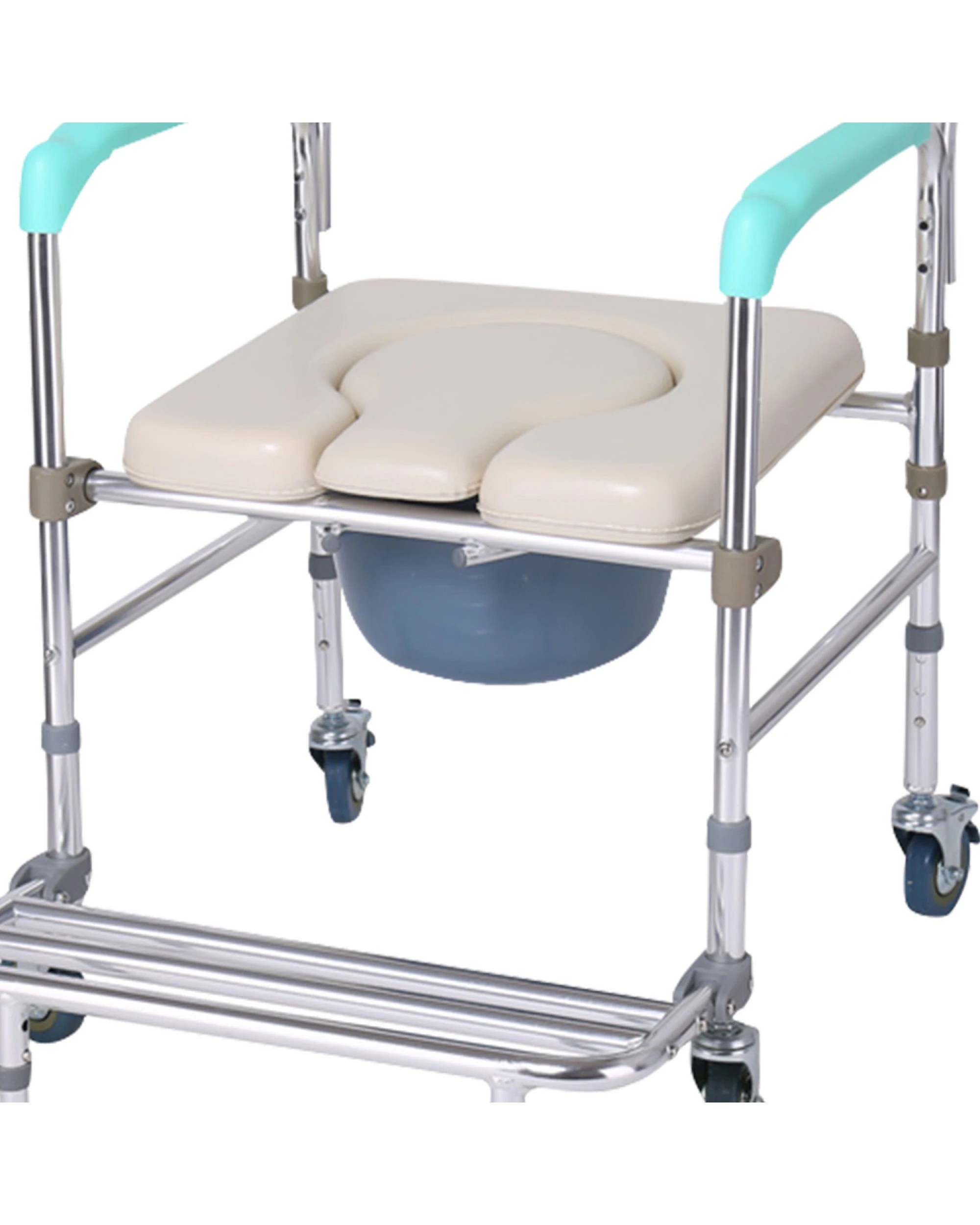 3 Orthonica Commode Chair With Castors Bathroom Aid Bath Tub Stool Seat - Blue, 3 of 6
