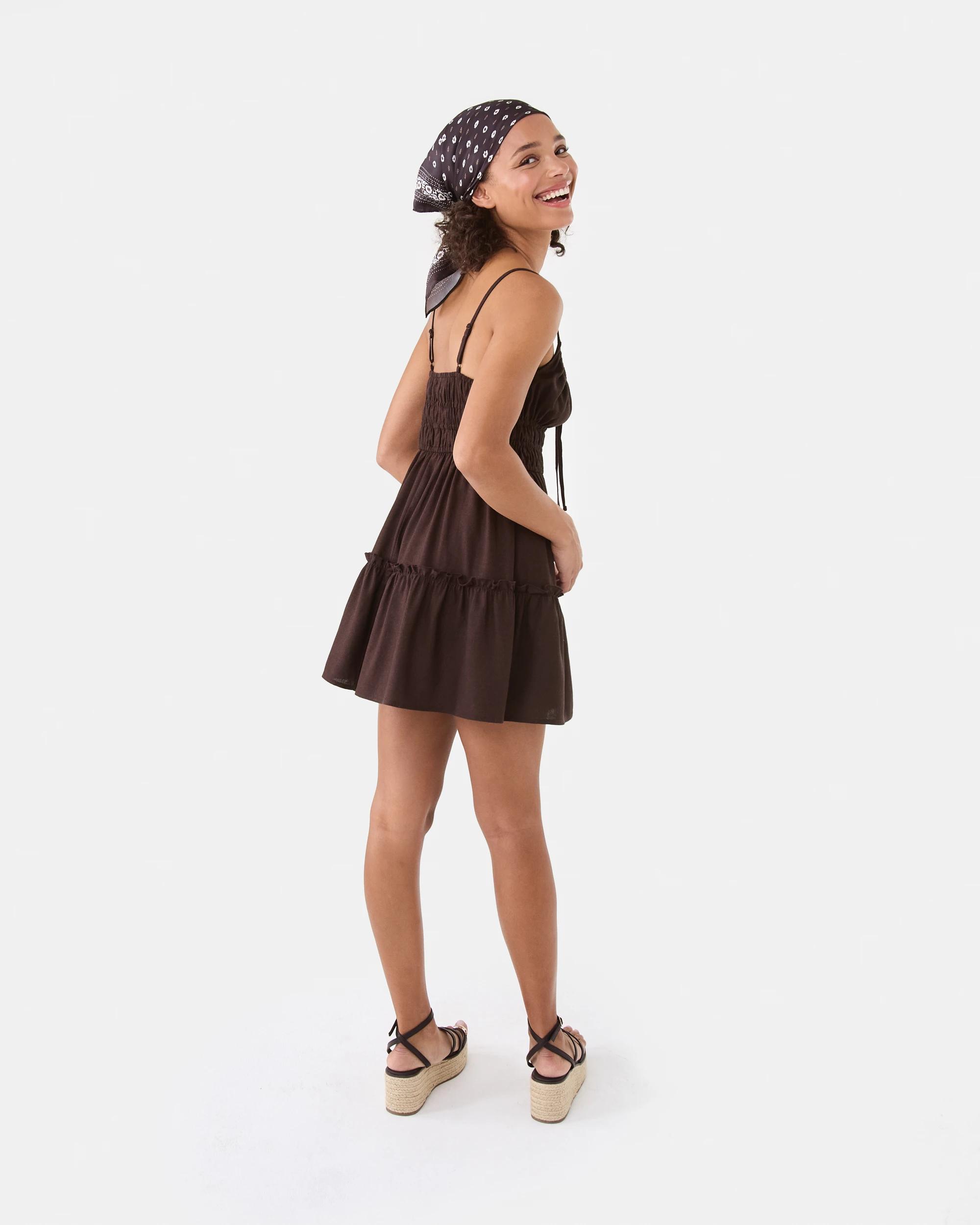 4 Sleeveless Mini Tiered Dress Choc Plum, 4 of 10