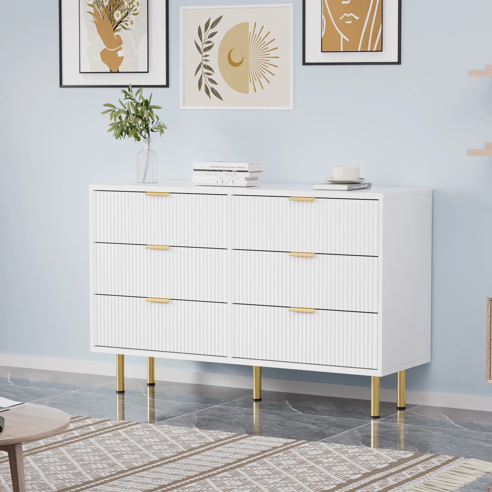 7 Levede Chest of 6 Drawers Storage Cabinet Hallway Tower Dresser Tallboy White, 7 of 10