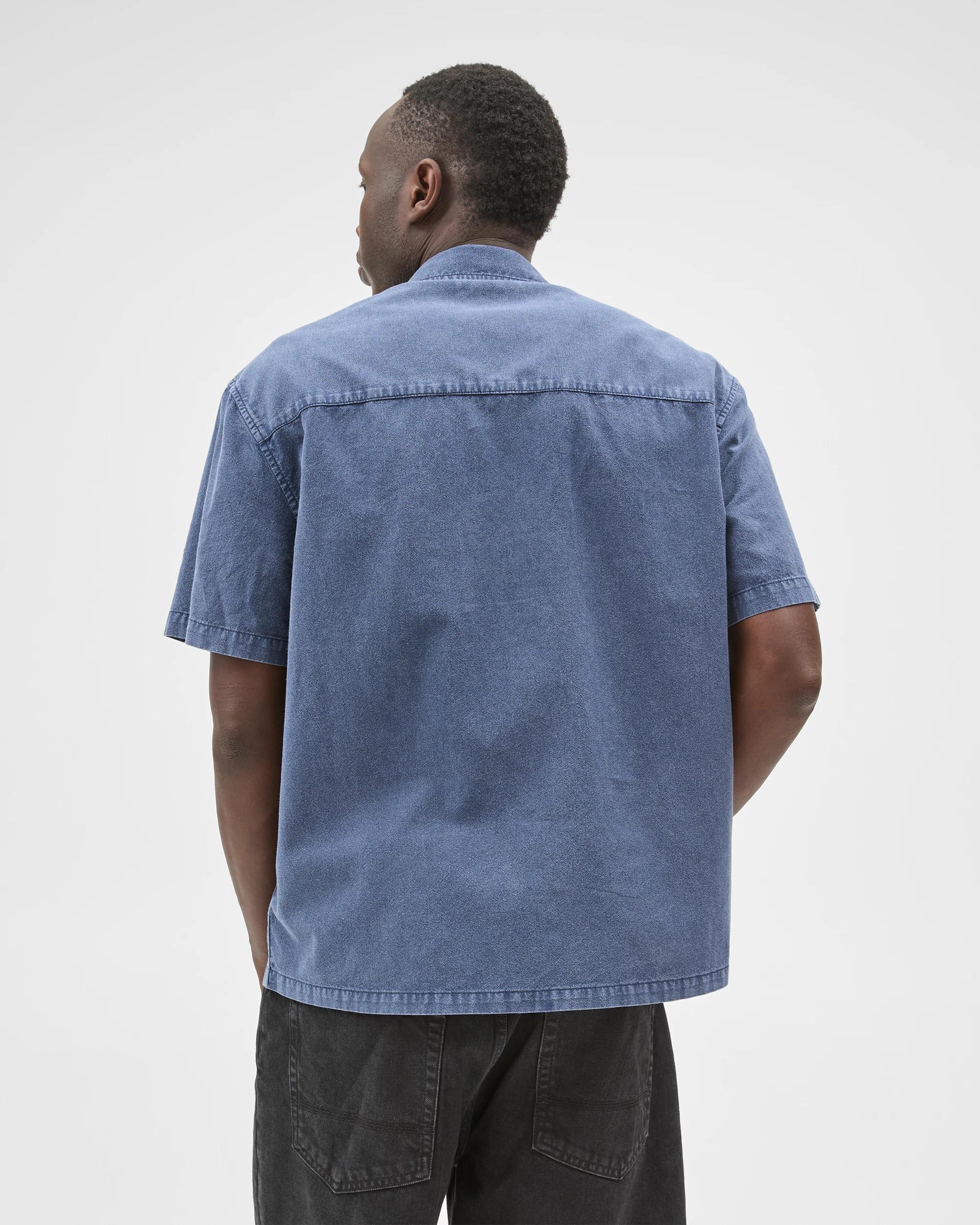 7 Commons Australian Cotton Plain Textured Boxy Fit Short Sleeve Shirt OMBRE BLUE, 7 of 7