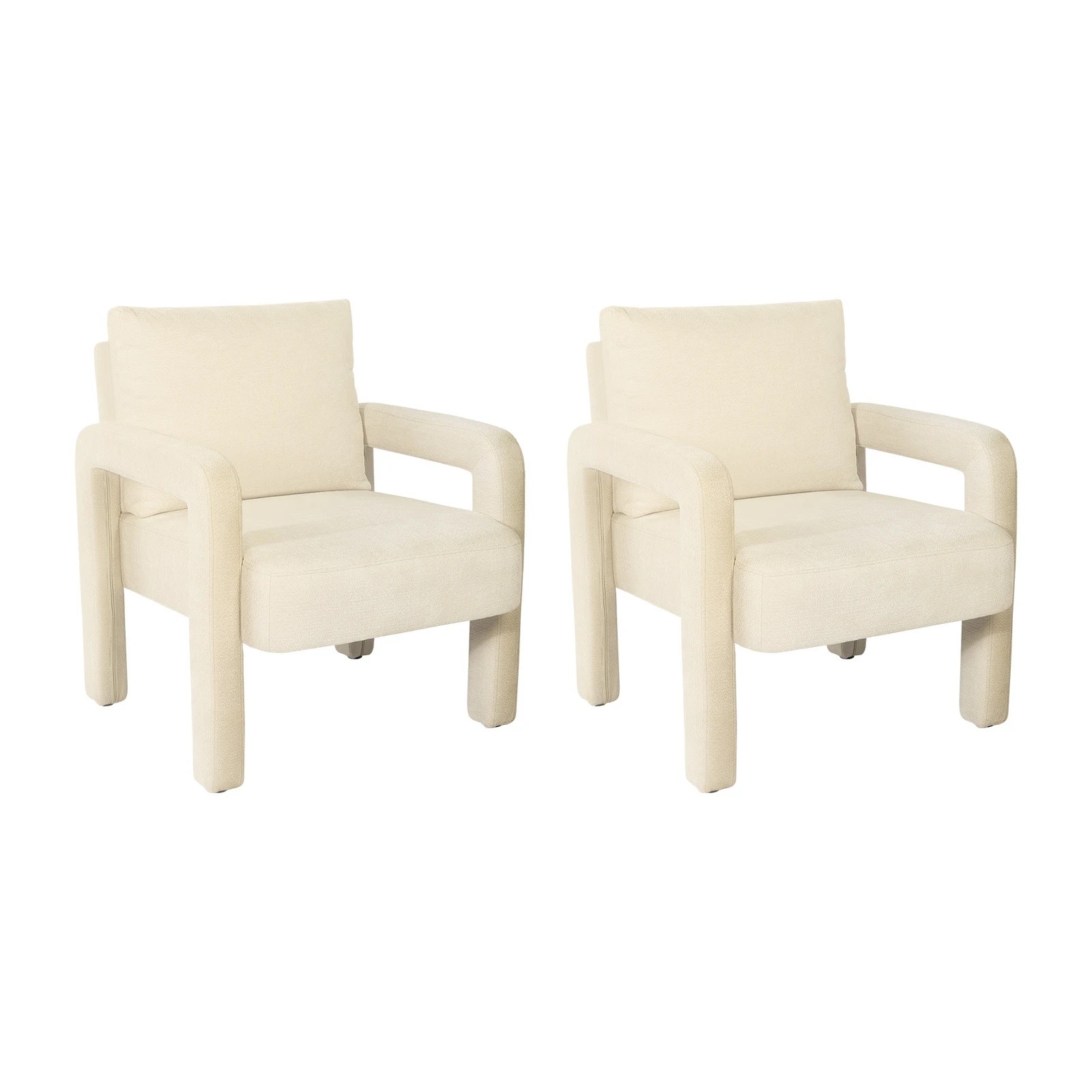 1 Oikiture 2x Armchair Velvet Accent Chairs 1 Seater Lounge Sofa Chair - Beige, 1 of 8