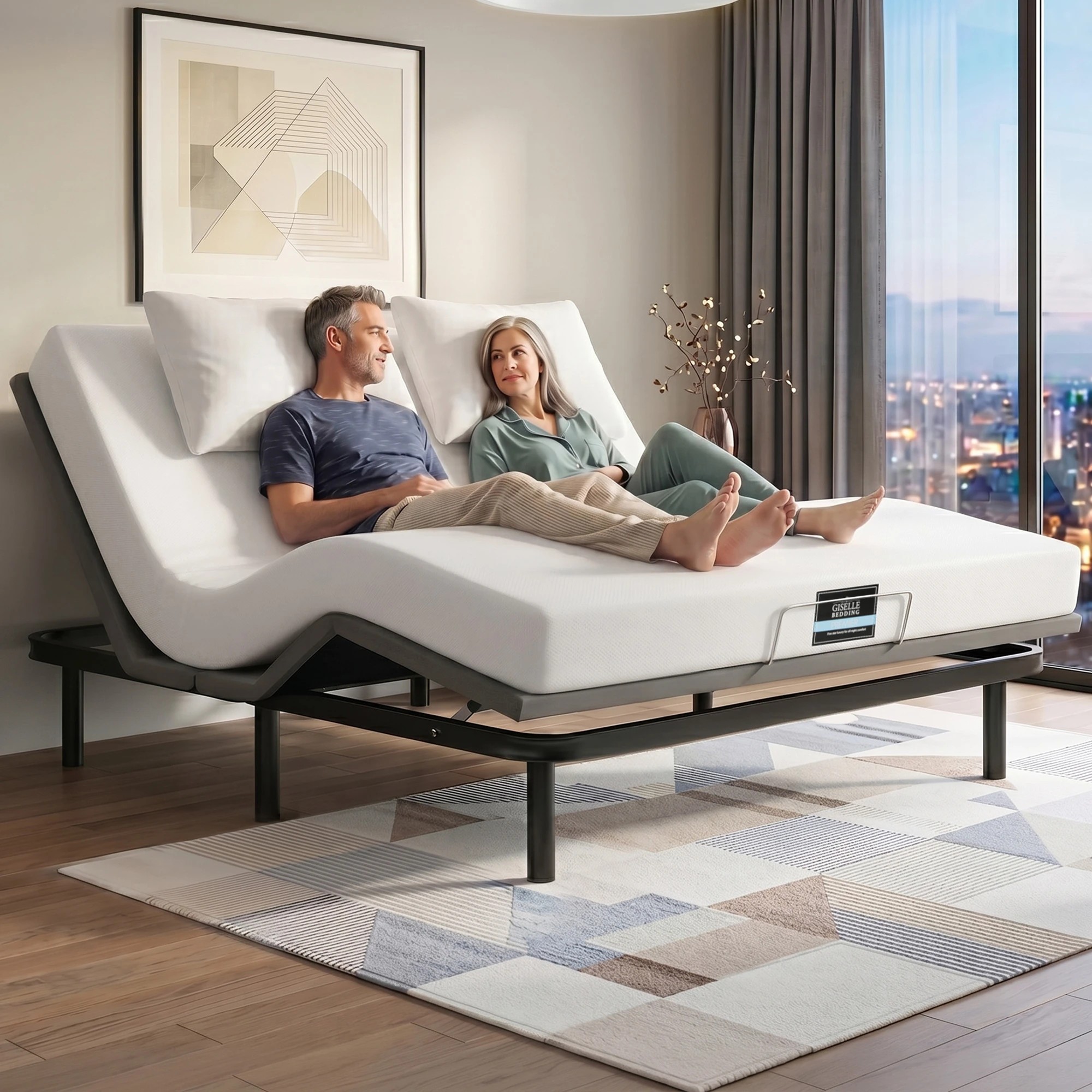 9 Artiss King Size Adjustable Bed Frame with Giselle Cooling Gel-Infused Mattress - Multi, 9 of 9