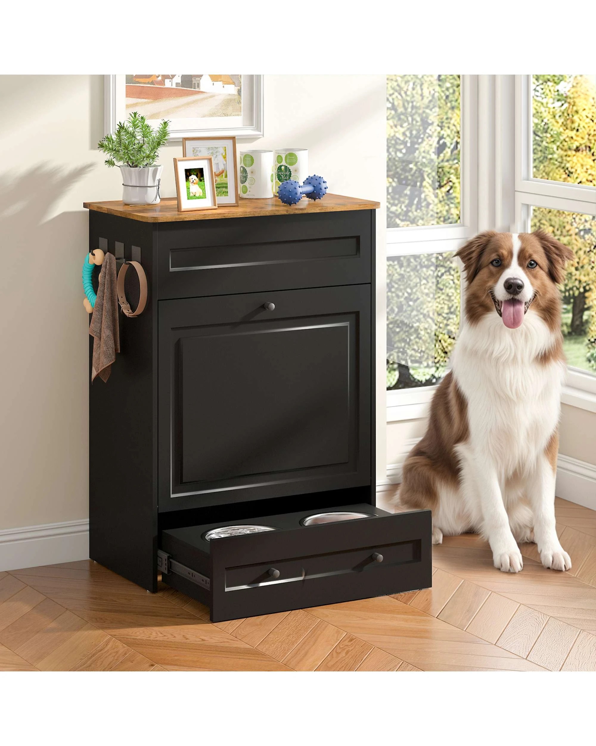2 Advwin Feeding Station Storage Cabinet Pet Feeder, 2 of 9