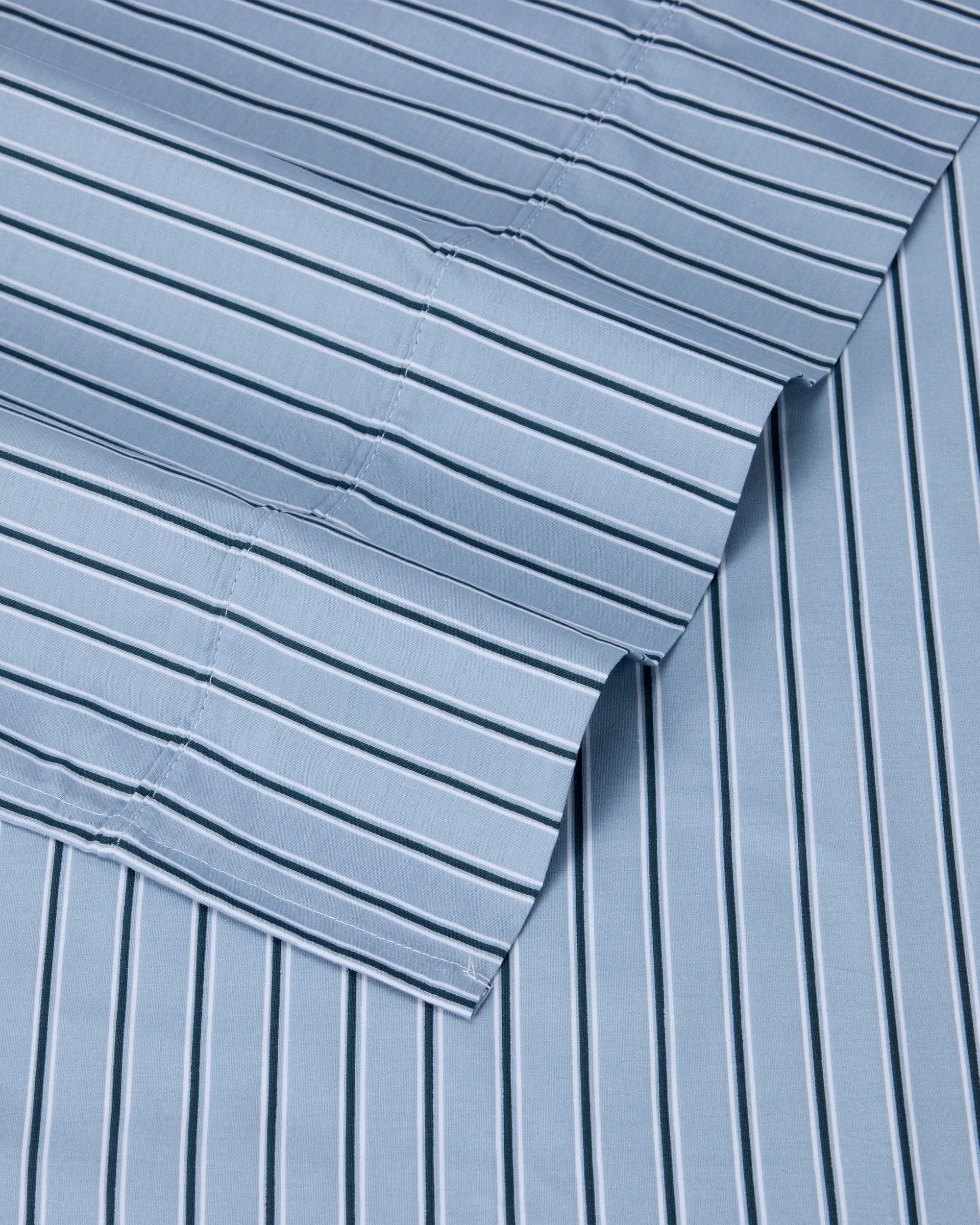 4 225 Thread Count Stripe Cotton Sheet Set - Double Bed, Blue, 4 of 6