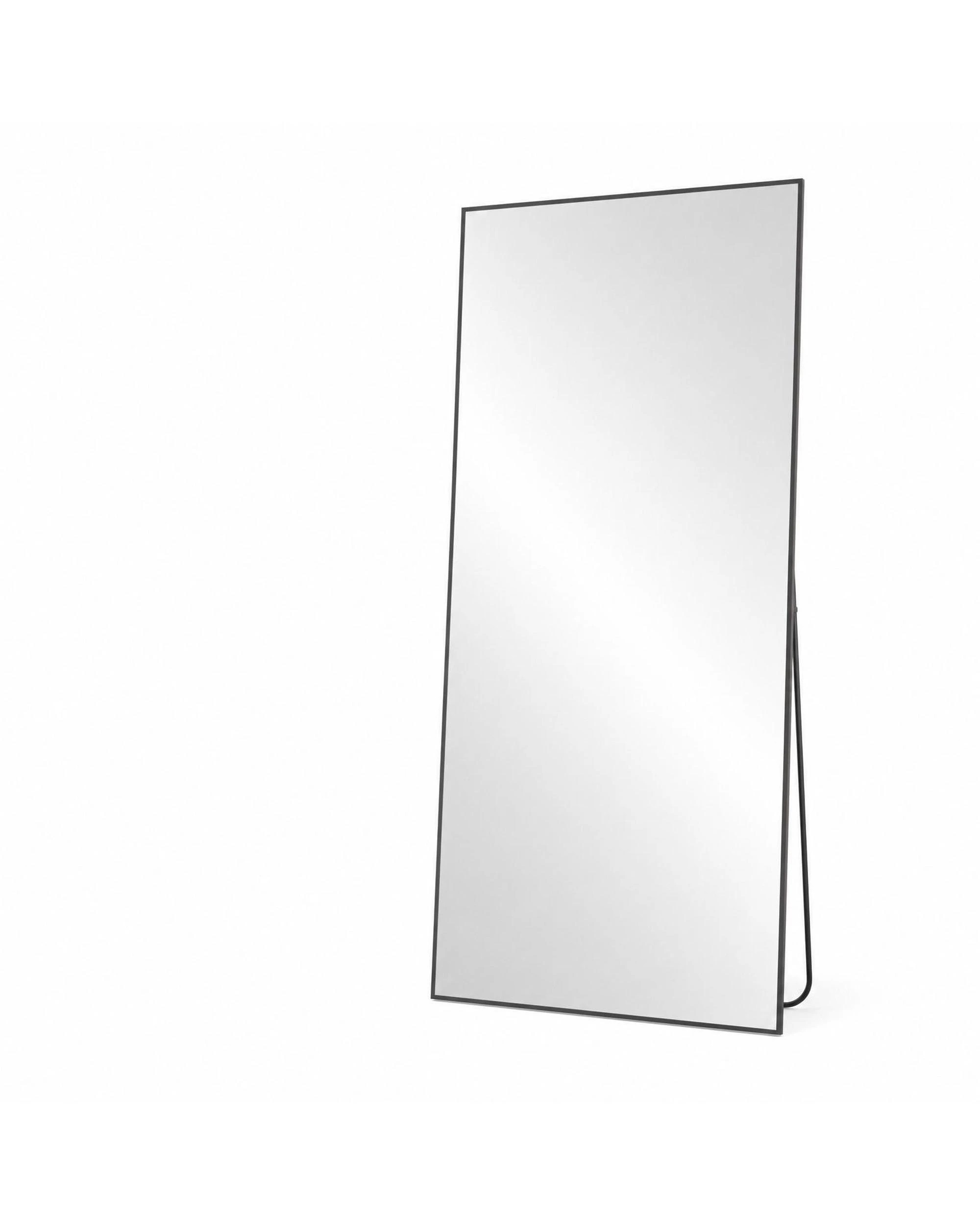 1 OAKORY 165x60cm Rectangular Full Length Mirror, Floor Mirror with Aluminium Alloy Frame Black - Black, 1 of 7