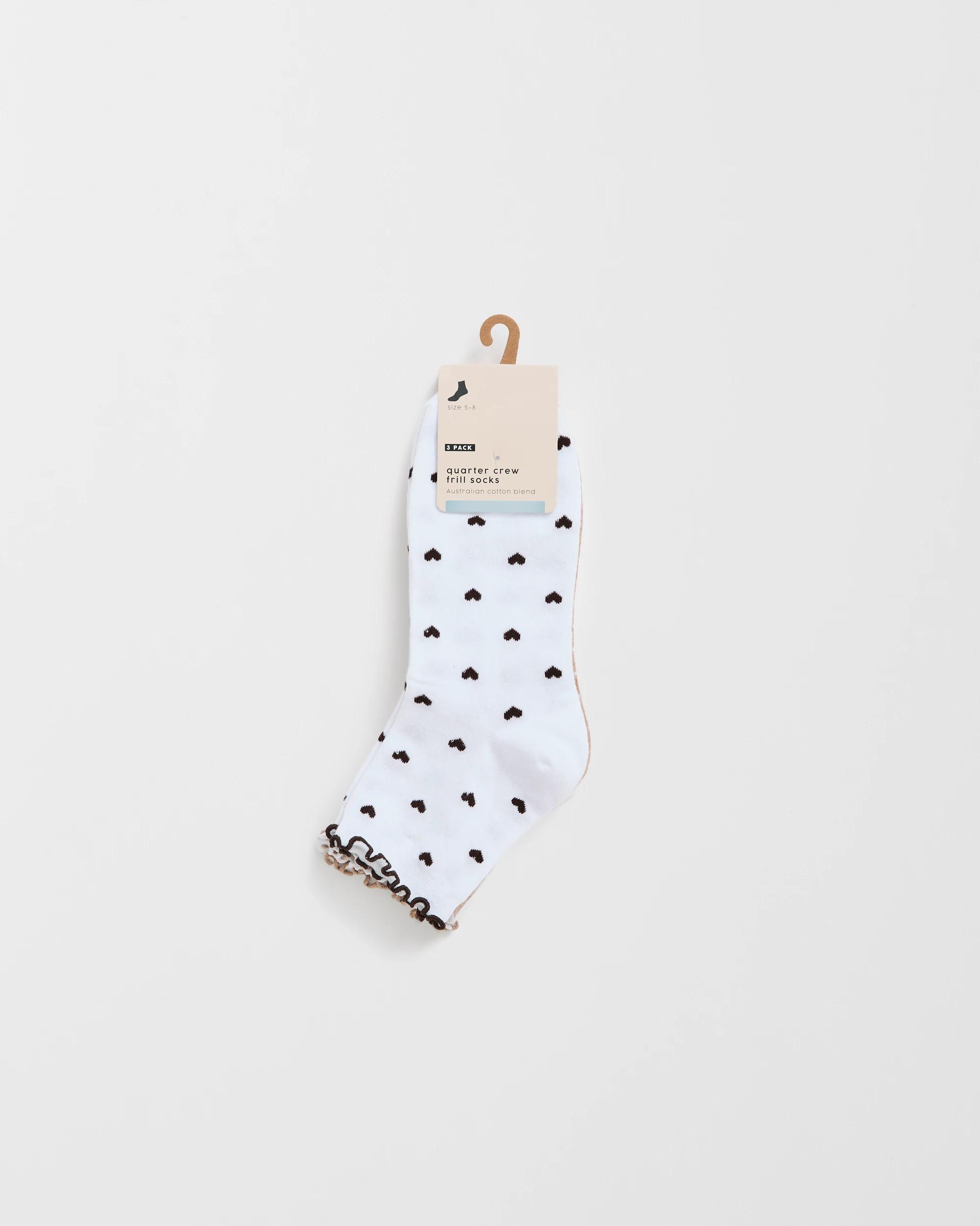3 Target Woman Australian Cotton Blend 3 Pack Crew Socks with Frill WHITE, 3 of 3