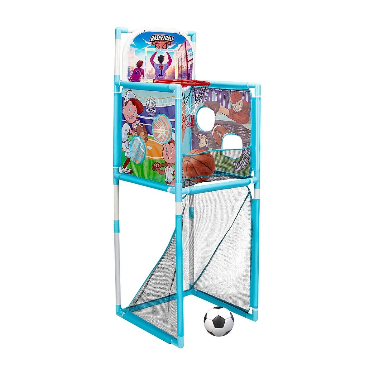 1 Ausway Kids Basketball Hoop Stand Soccer Goal Net Arcade Rugby, 1 of 3