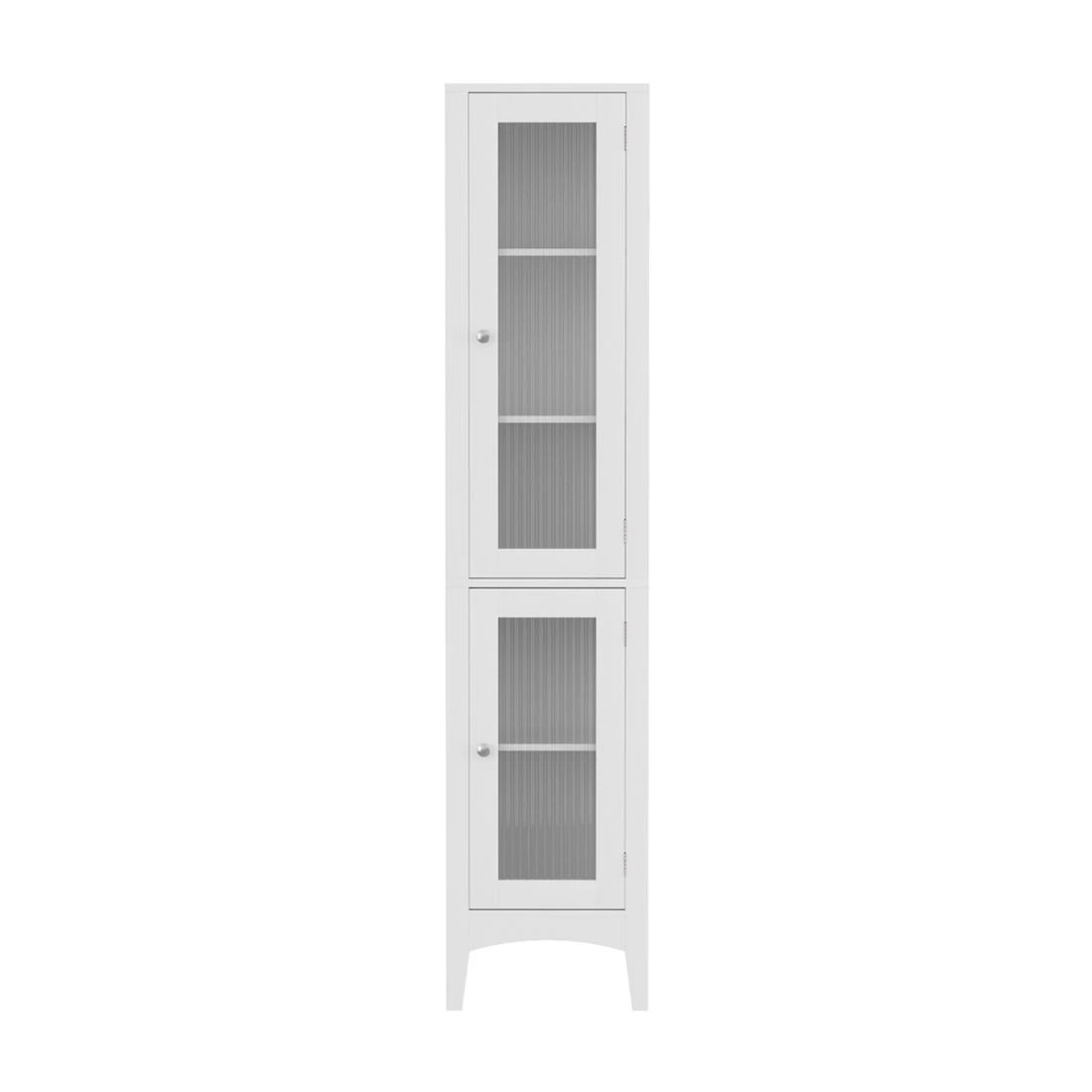 5 Artiss Bathroom Storage Cabinet 160cm Tall Slim Floor Cupboard Toilet Glass Door - White, 5 of 8