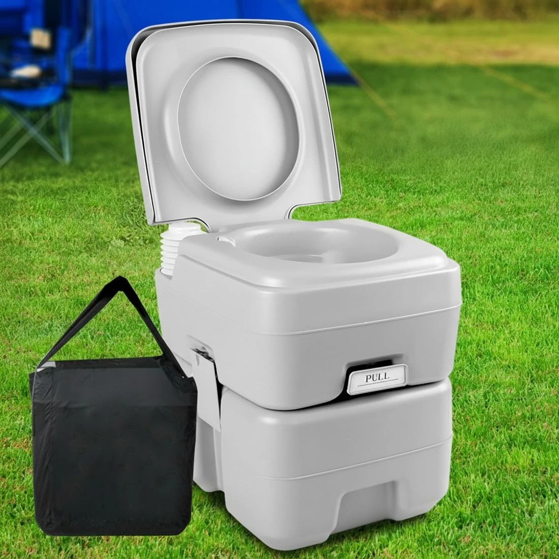 7 Weisshorn 20L Portable Camping Toilet Outdoor Flush Potty Boating With Bag - Grey, 7 of 7