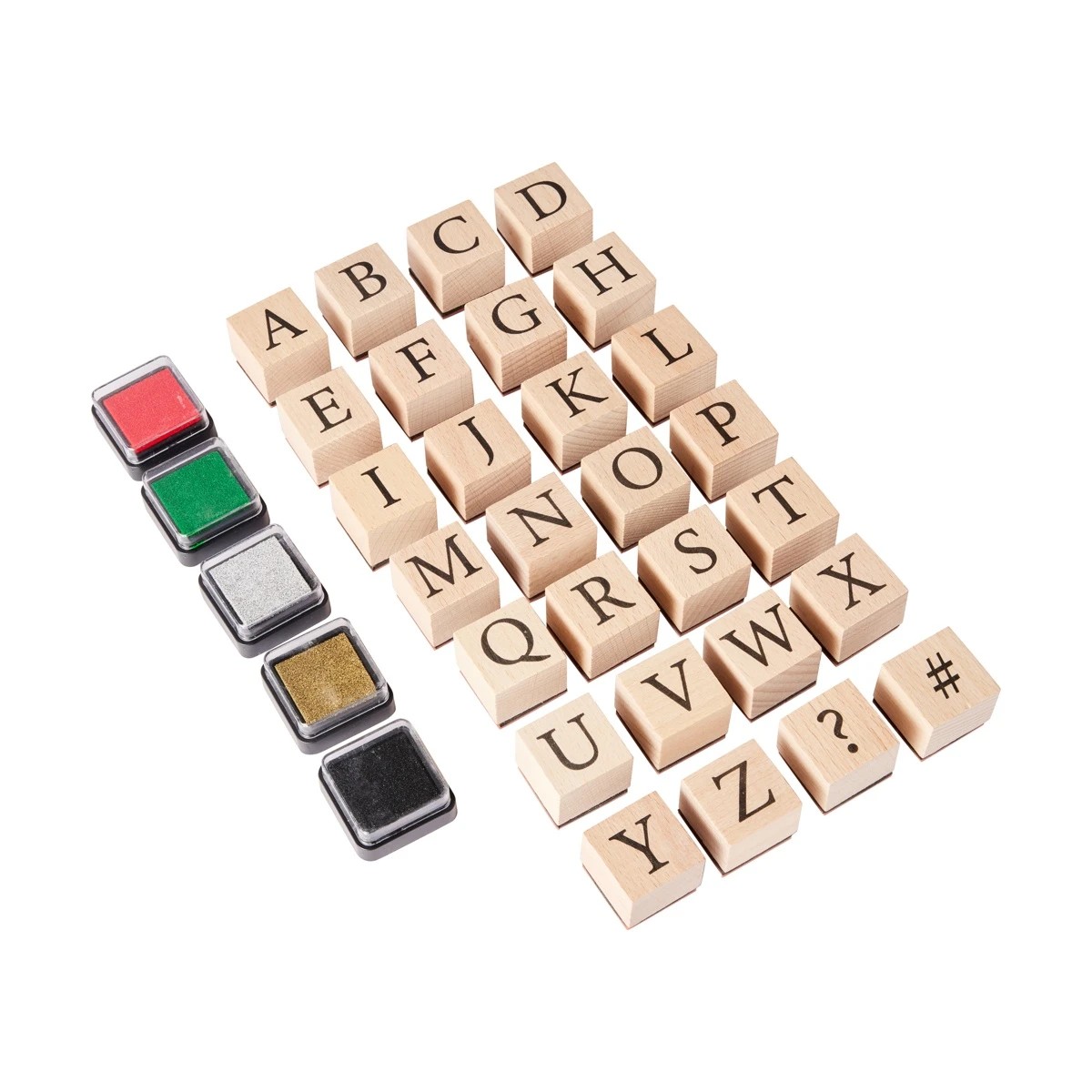 3 Wooden Stamp Set - Alphabet, Upper Case, 3 of 4