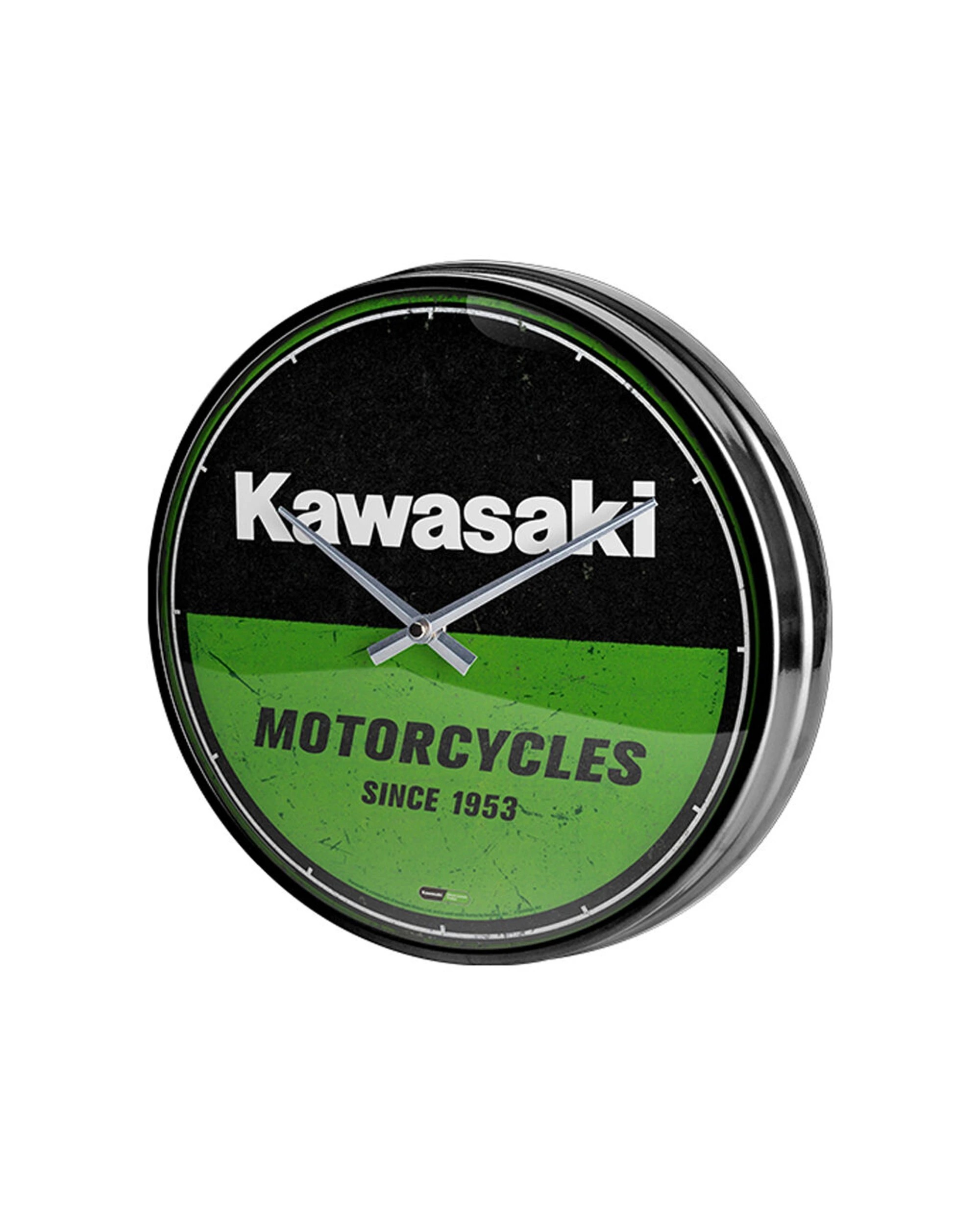 2 Nostalgic-Art Wall Clock 30cm - Retro Kawasaki Motorcycle Design - Multi, 2 of 3