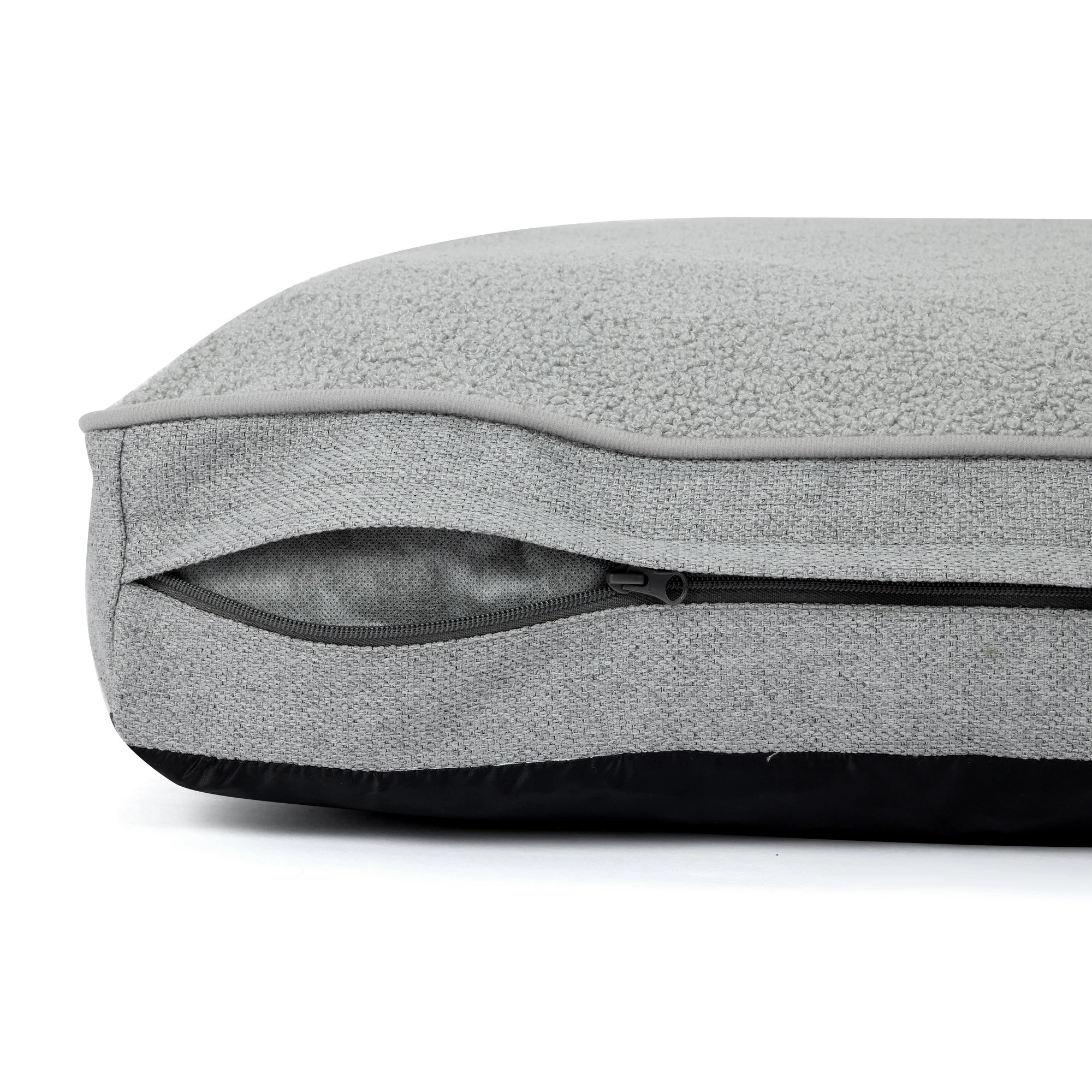 5 Pet Bed Rectangle Boucle - Large, Grey, 5 of 7