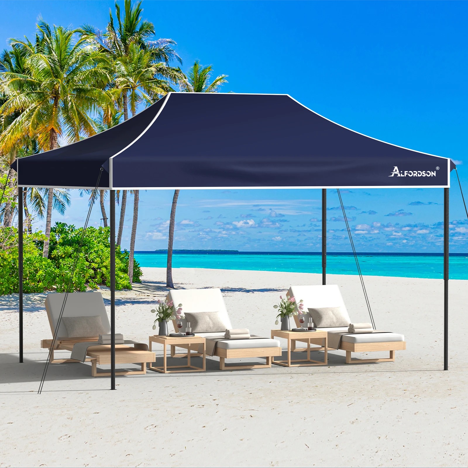 6 Alfordson Gazebo 4.5x3m Pop Up Marquee 600D Oxford Folding Outdoor Tent - Blue, 6 of 10