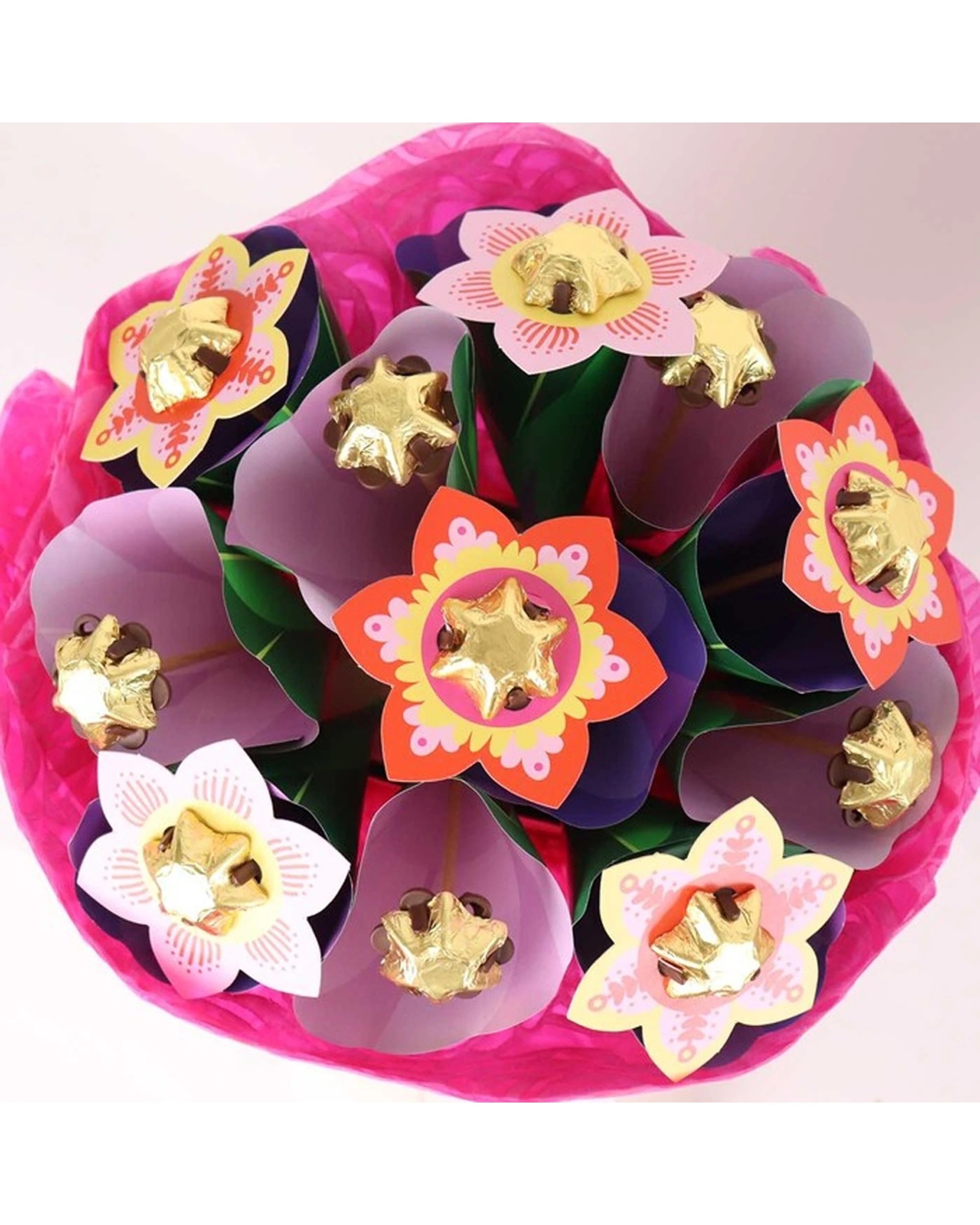 3 Edible Blooms Bright Flower Bouquet Small Milk Chocolates Gift - Multi, 3 of 5