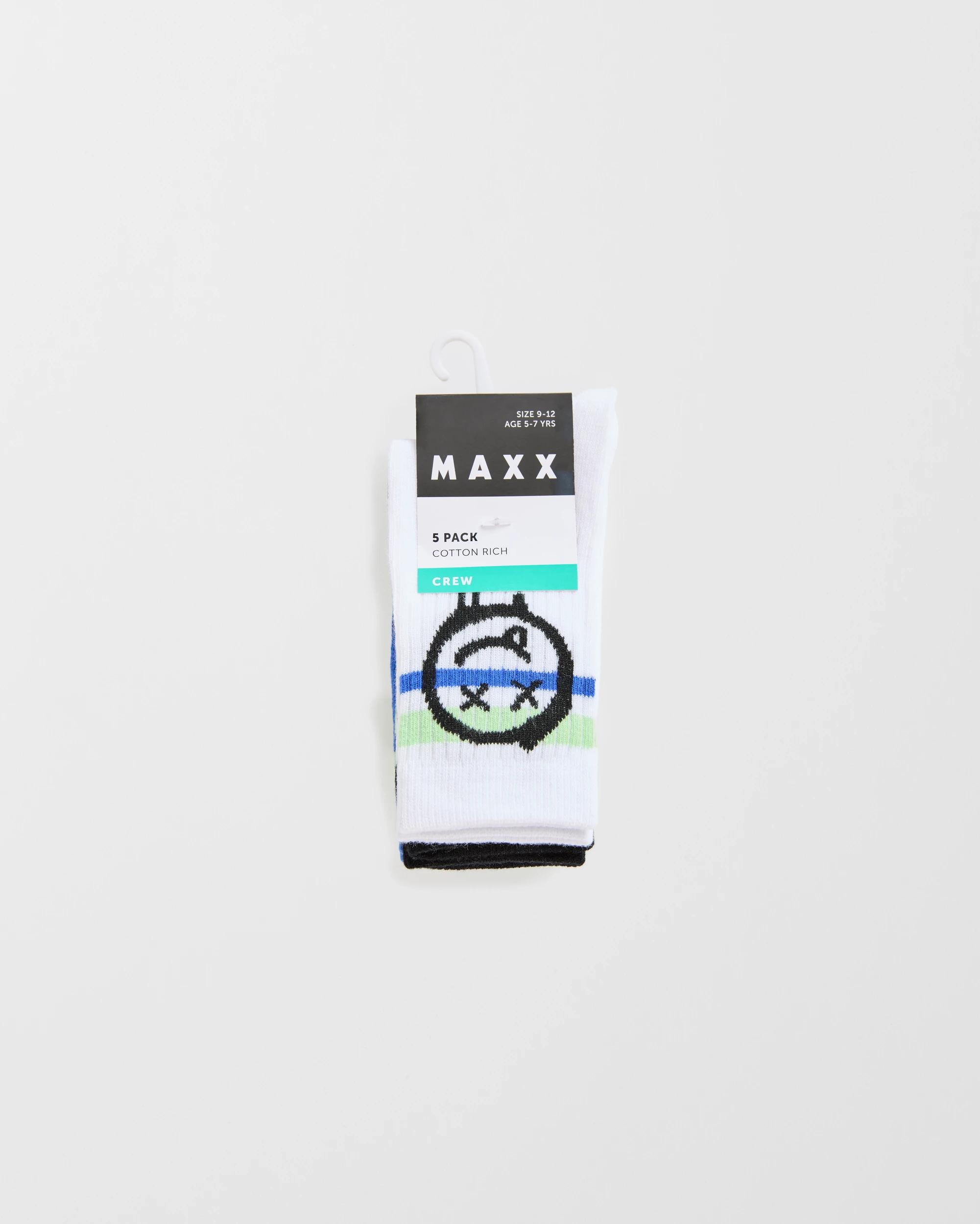 3 Maxx 5 Pack Boys Crew Socks FACE, 3 of 3
