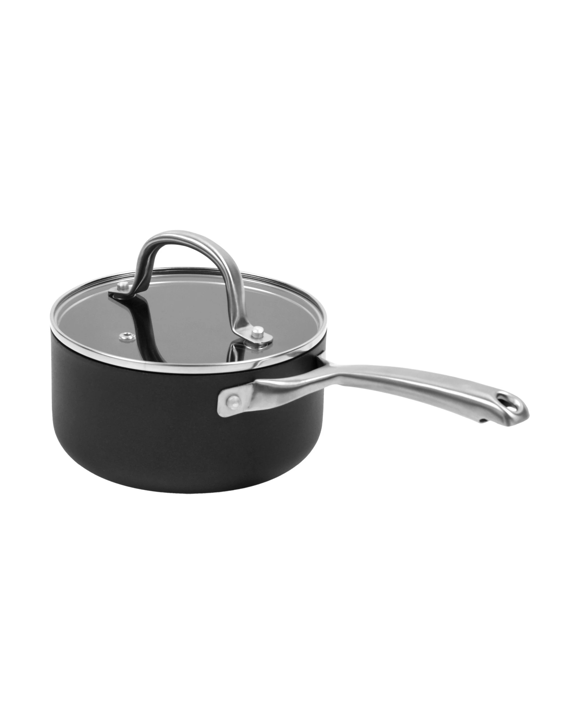 6 Gourmet Kitchen Meteore Non-Stick Saucepan with Flat Lid 16cm - Black and Silver, 6 of 7