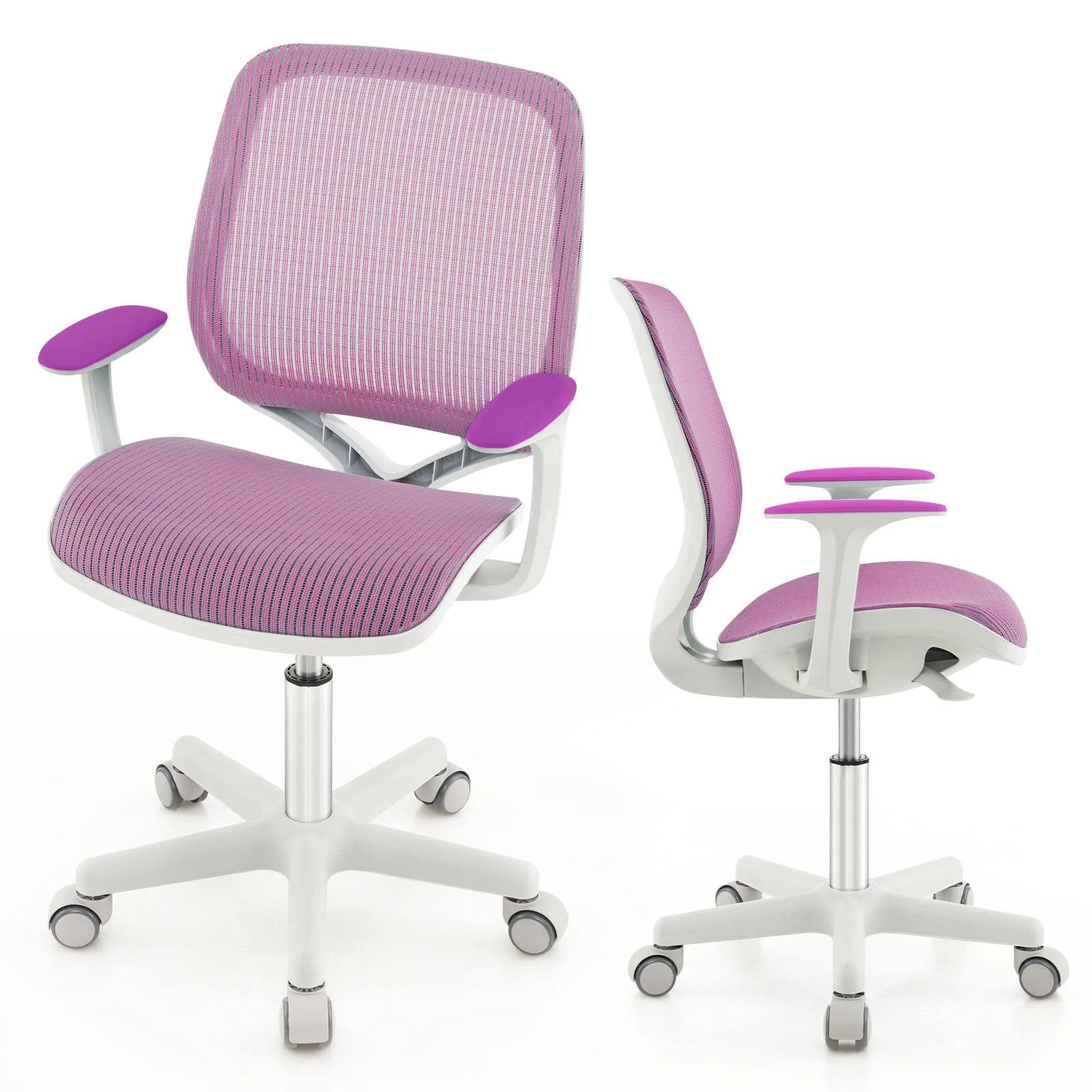 1 Costway Desk Chair Swivel Mesh Chair w/Adjustable Height - Purple, 1 of 6