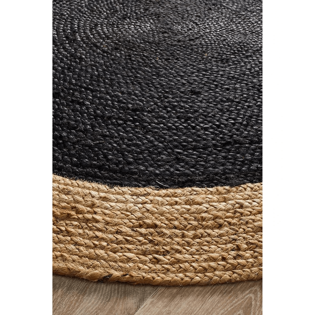 3 Rug Culture Atrium Polo Round, Handwoven Jute Rug — Black, Reversible - Black, 3 of 6