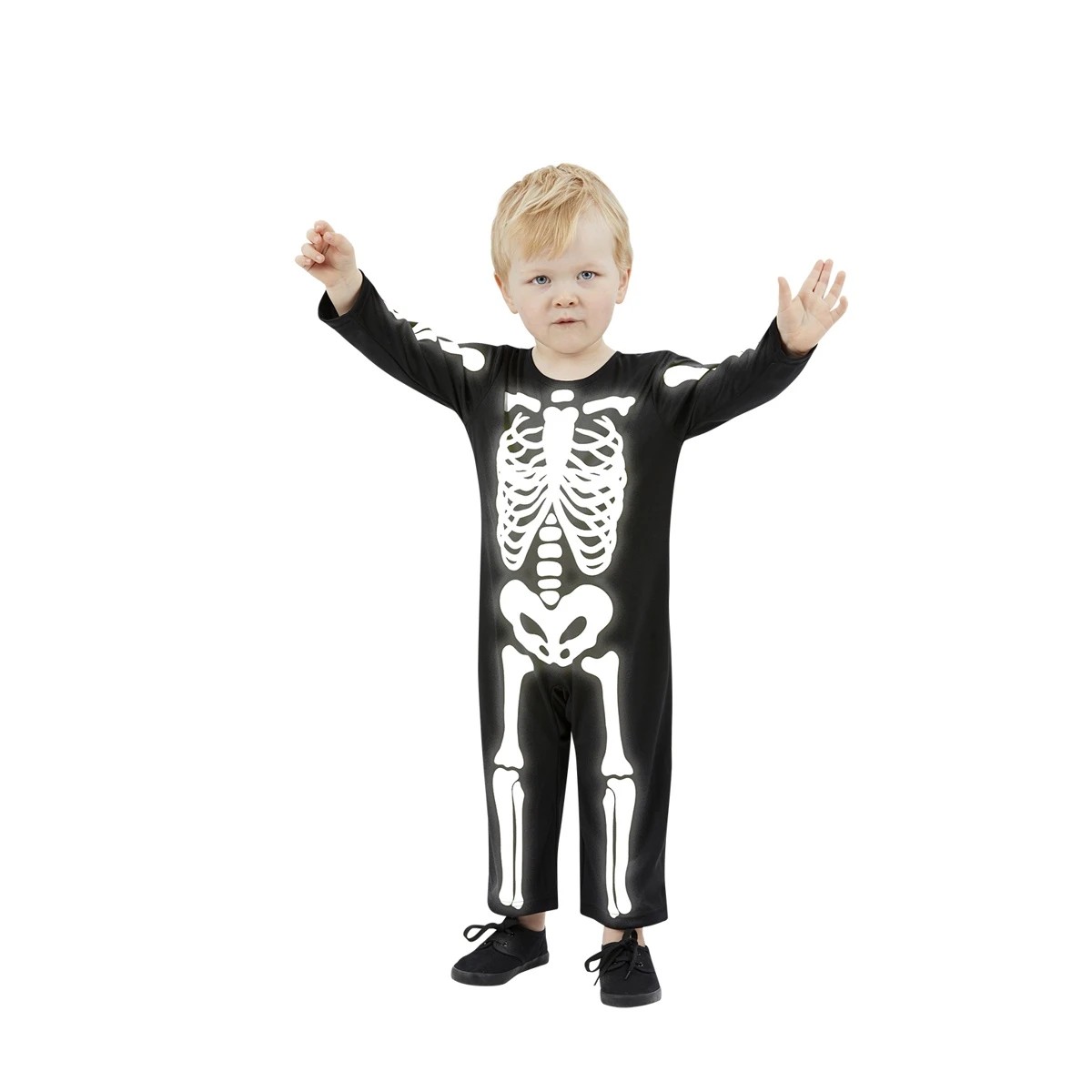 1 Toddler Skeleton Costume - Ages 2-3, 1 of 10