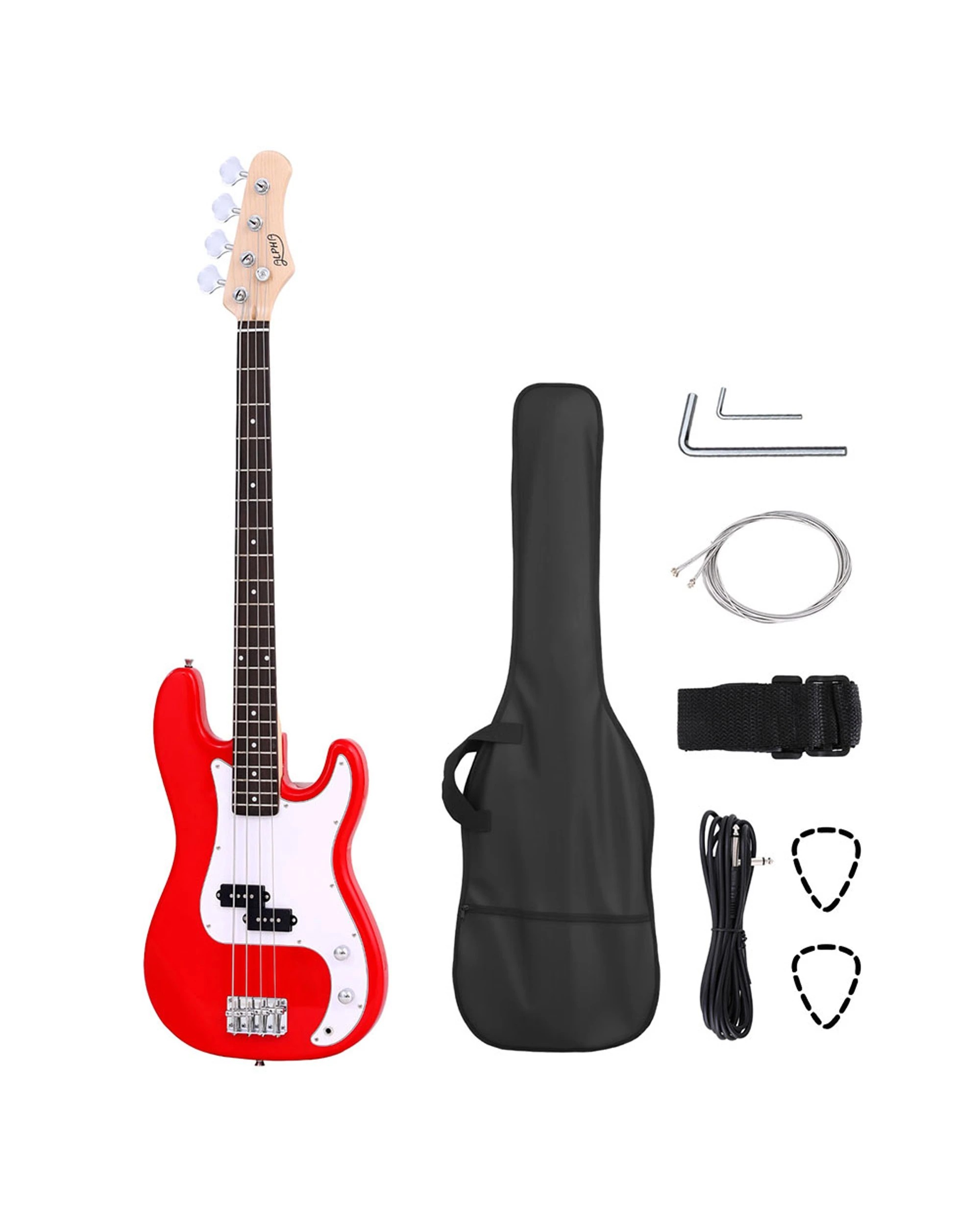 1 Alpha Electric Guitar Bass  47 Inch - Red, 1 of 5