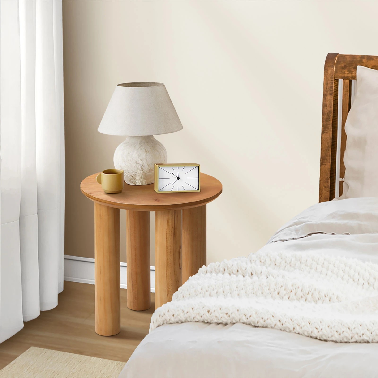 3 Oikiture Coffee Table Side End Tables Sofa Desk Bedside Nightstand Round
 - Natural, 3 of 10