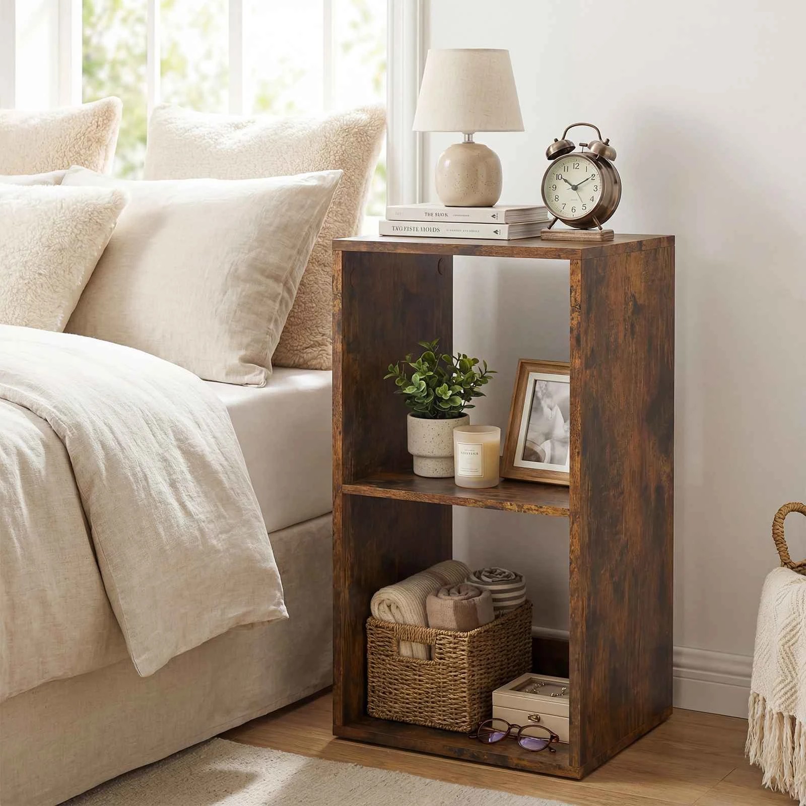 2 Costway 2-Tier Storage Bookshelf Open Display Shelf Bedside Table Cubes Organizer Cabinet - Brown, 2 of 5
