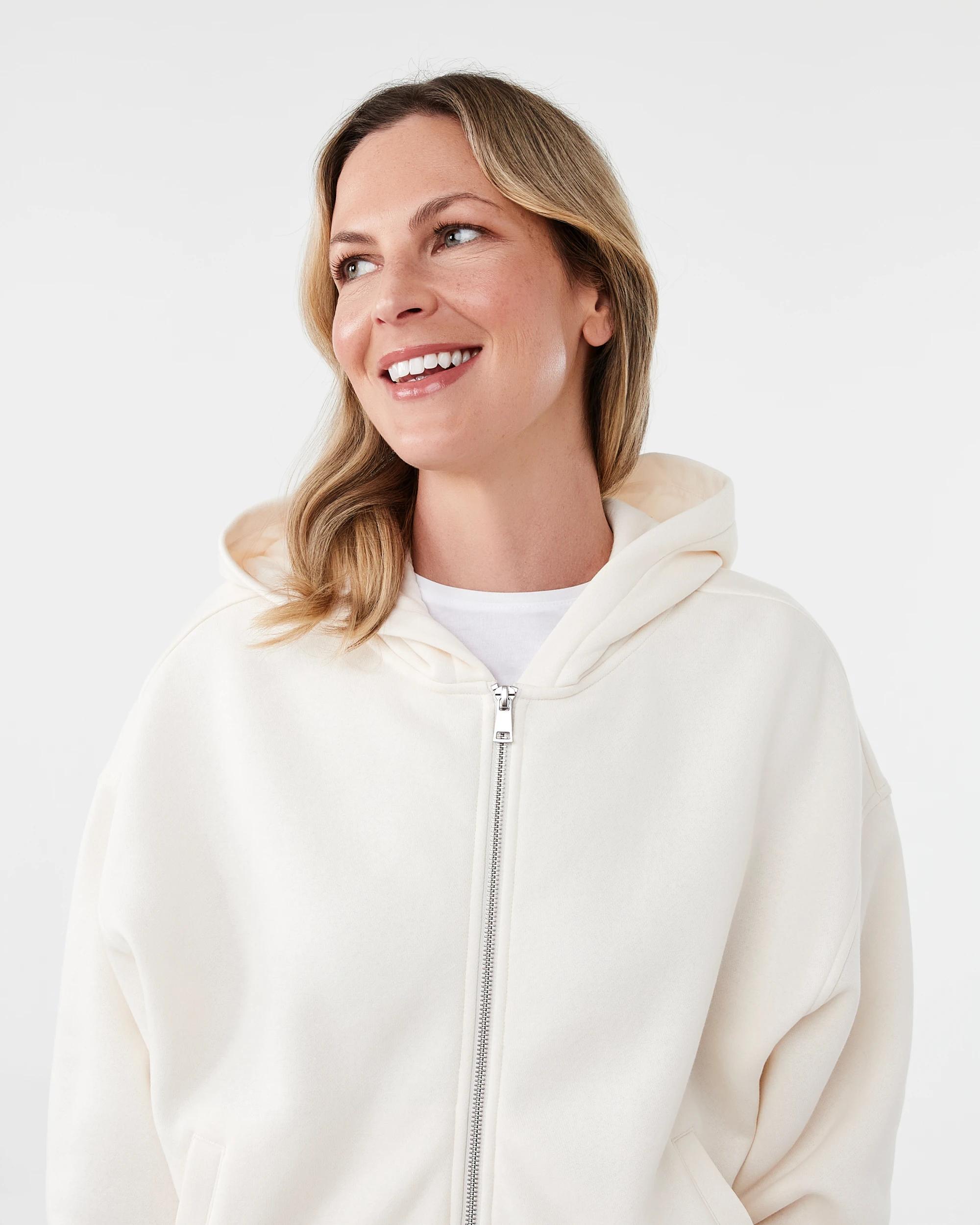 5 Relaxed Zip Through Hoodie Prtn White, 5 of 7