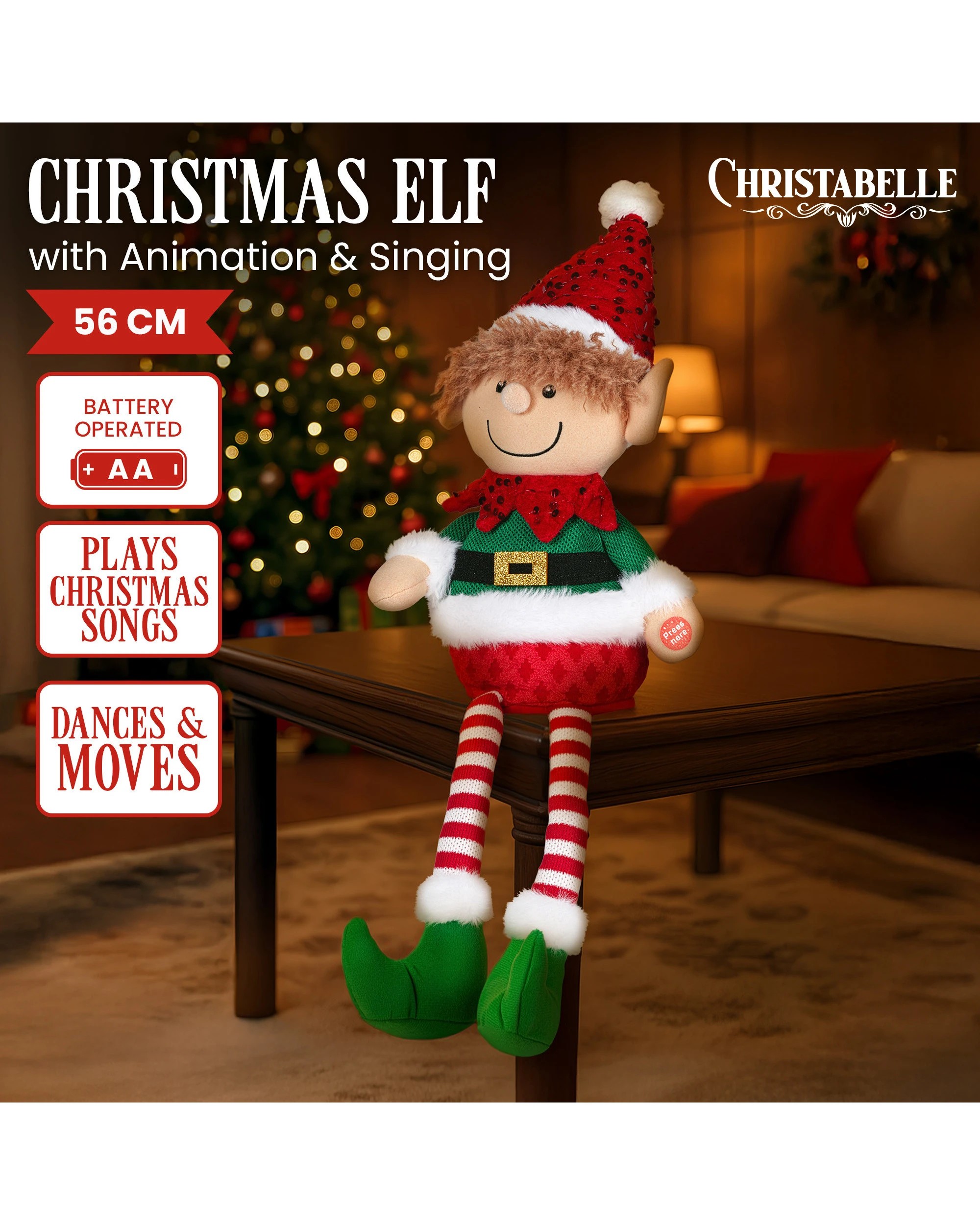 5 Christabelle Christabelle 56cm Battery-operated Christmas Elf With Animation And Music, 5 of 5