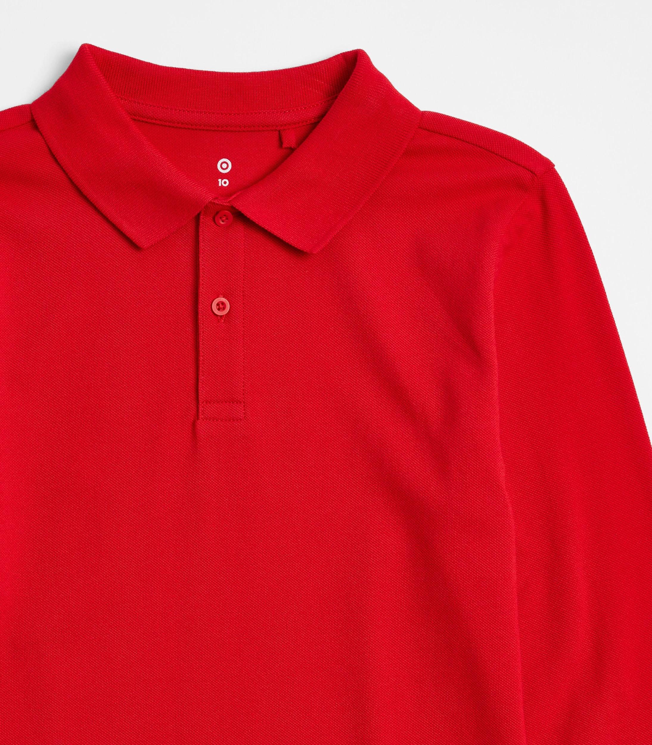 2 Target Kids Australian Cotton 2 Pack School Long Sleeve Polo Top RED, 2 of 6