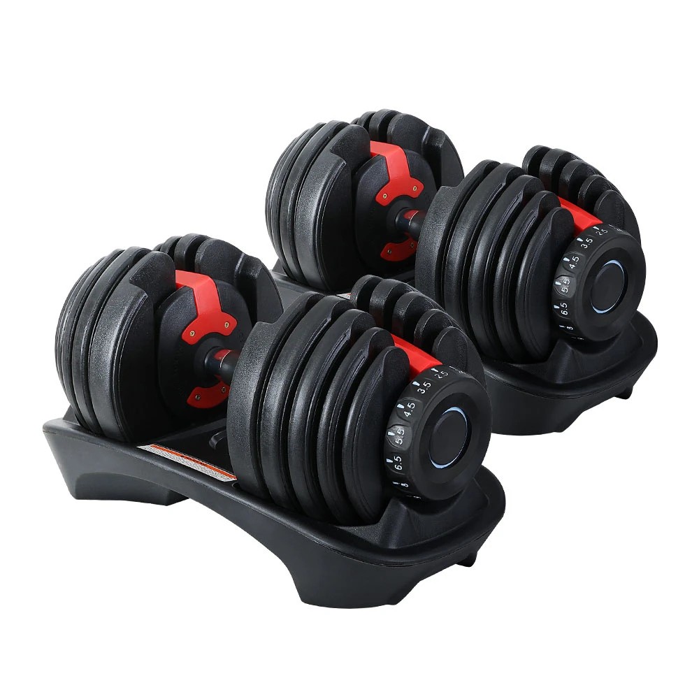 1 Everfit 24kg Dumbbells Adjustable Dumbbell Weight Plates Home Gym 2pcs - Multi, 1 of 6