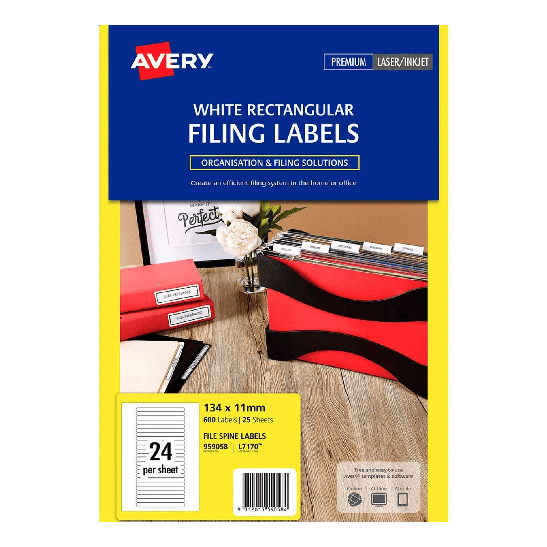 Avery 24UP Inkjet Laser Spine Filing Labels White 25 Sheets - Kmart