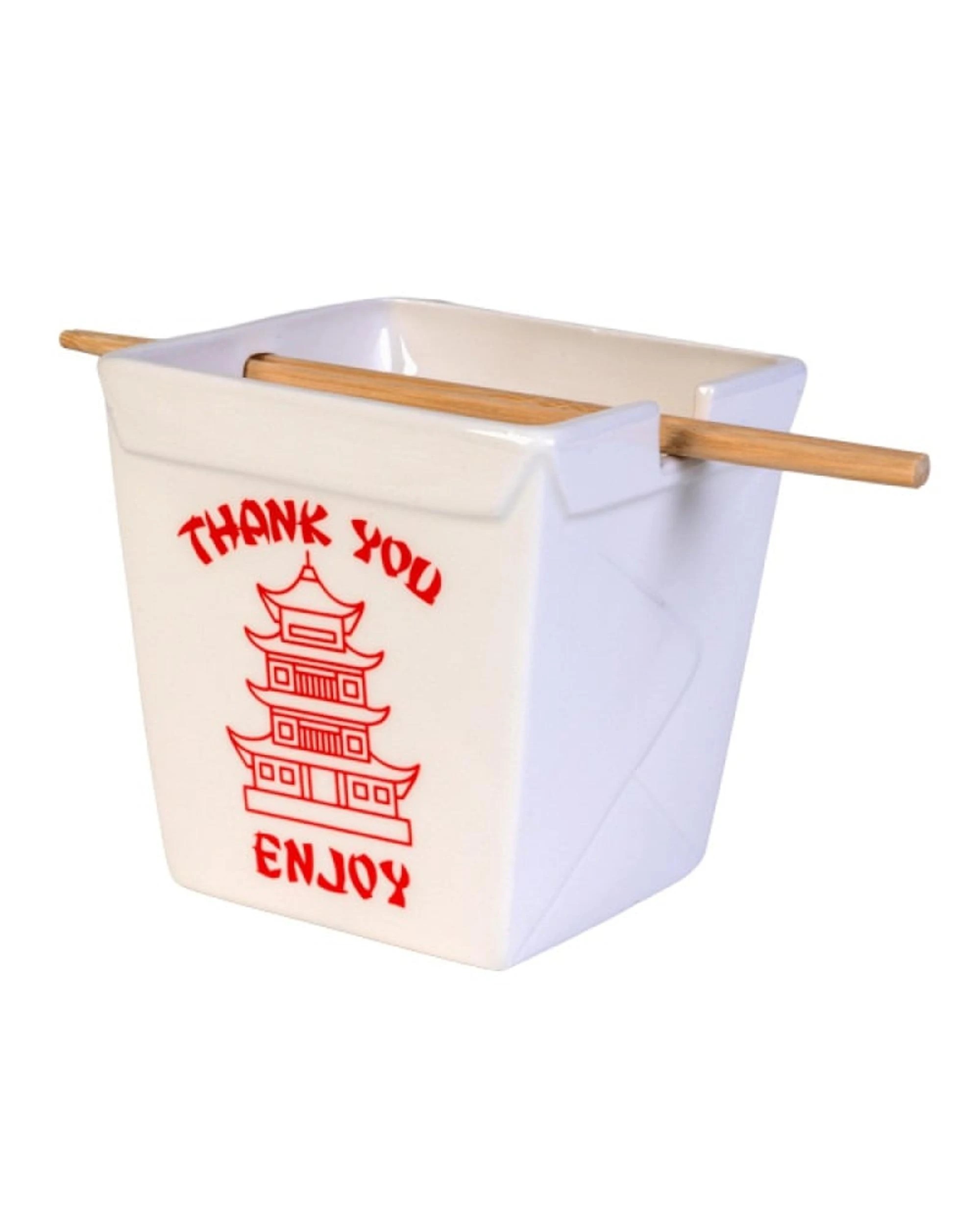 3 Takeaway Box Ceramic Noodle Bowl with Bamboo Chopsticks - White, 3 of 3
